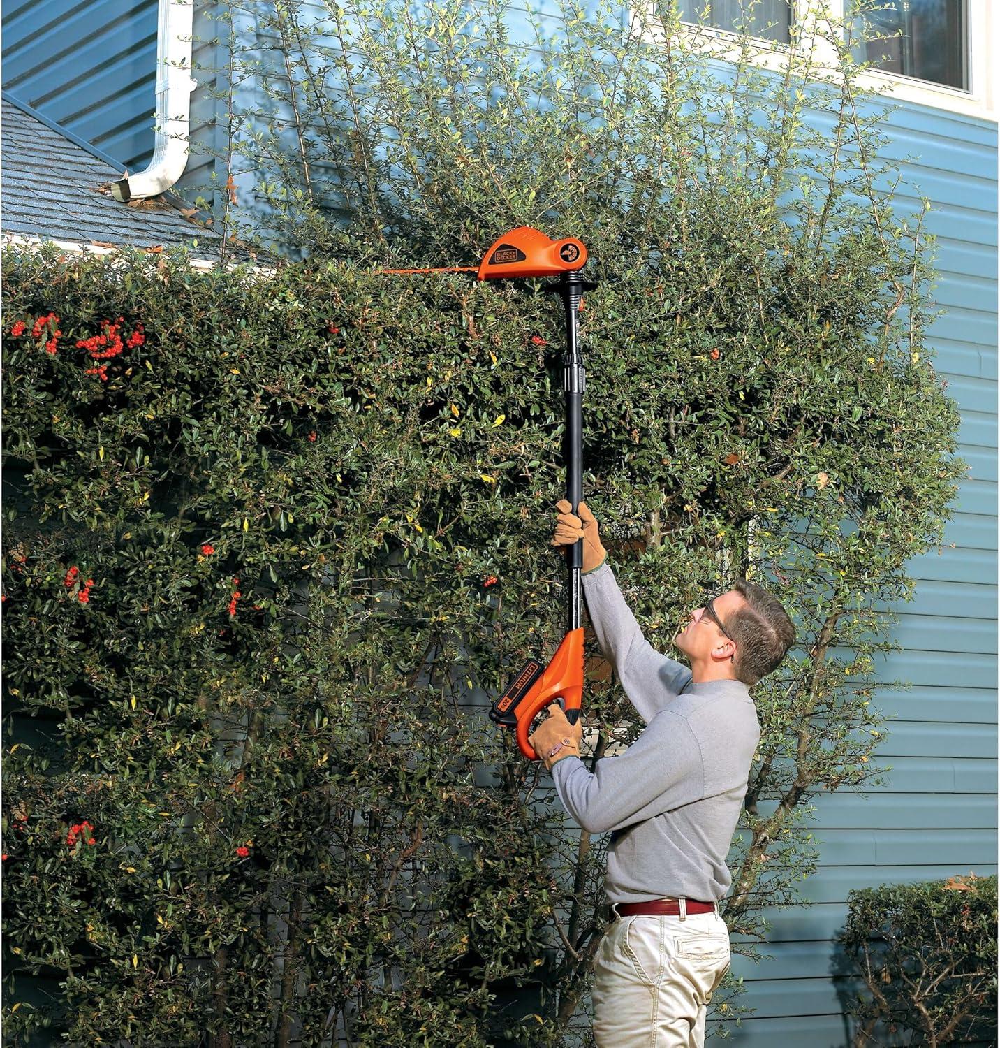 imageBLACKDECKER 20V MAX POWERCONNECT 18 in Cordless Pole Hedge Trimmer Tool Only LPHT120B20V Hedge Trimmer Kit