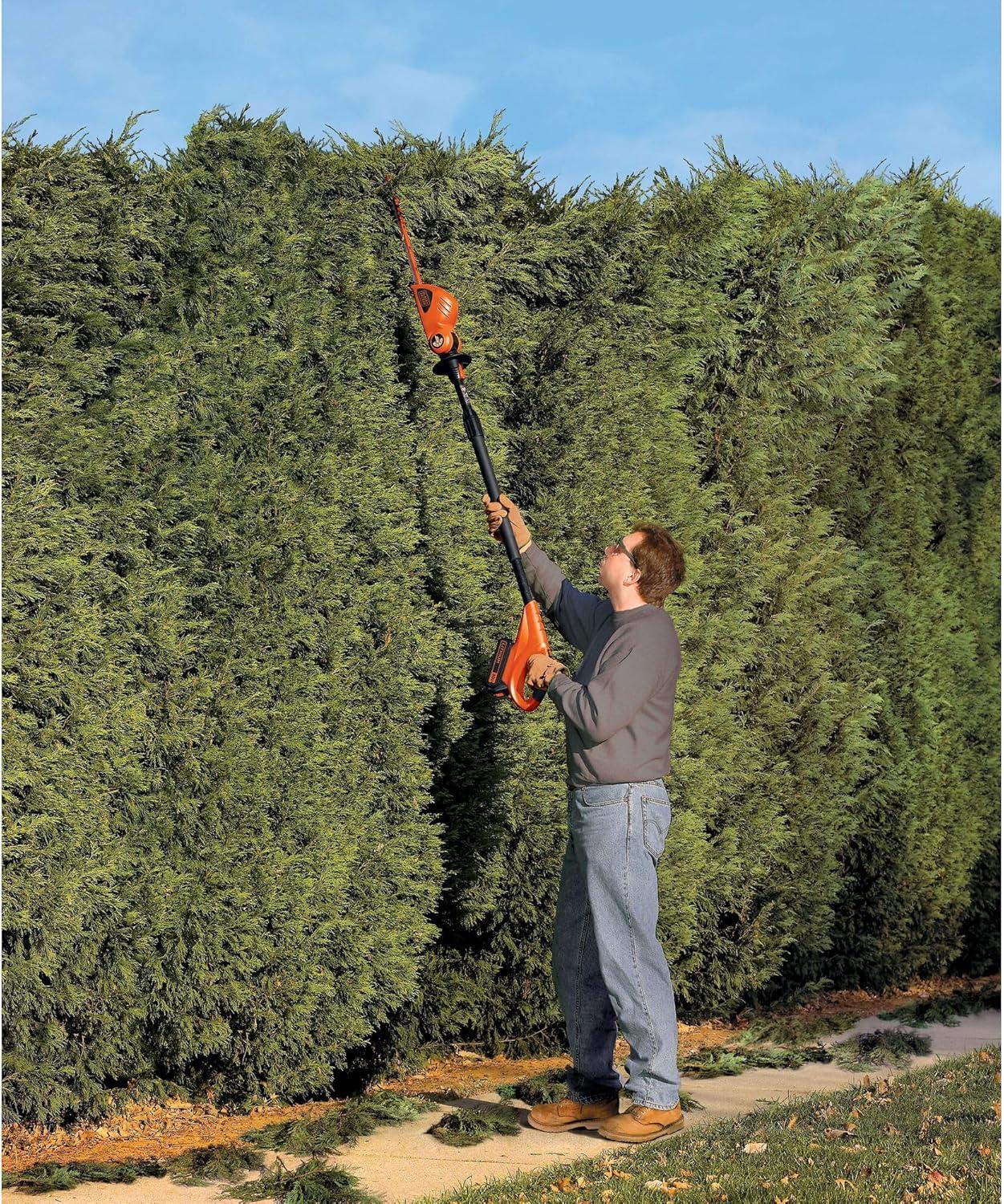 imageBLACKDECKER 20V MAX POWERCONNECT 18 in Cordless Pole Hedge Trimmer Tool Only LPHT120B20V Hedge Trimmer Kit
