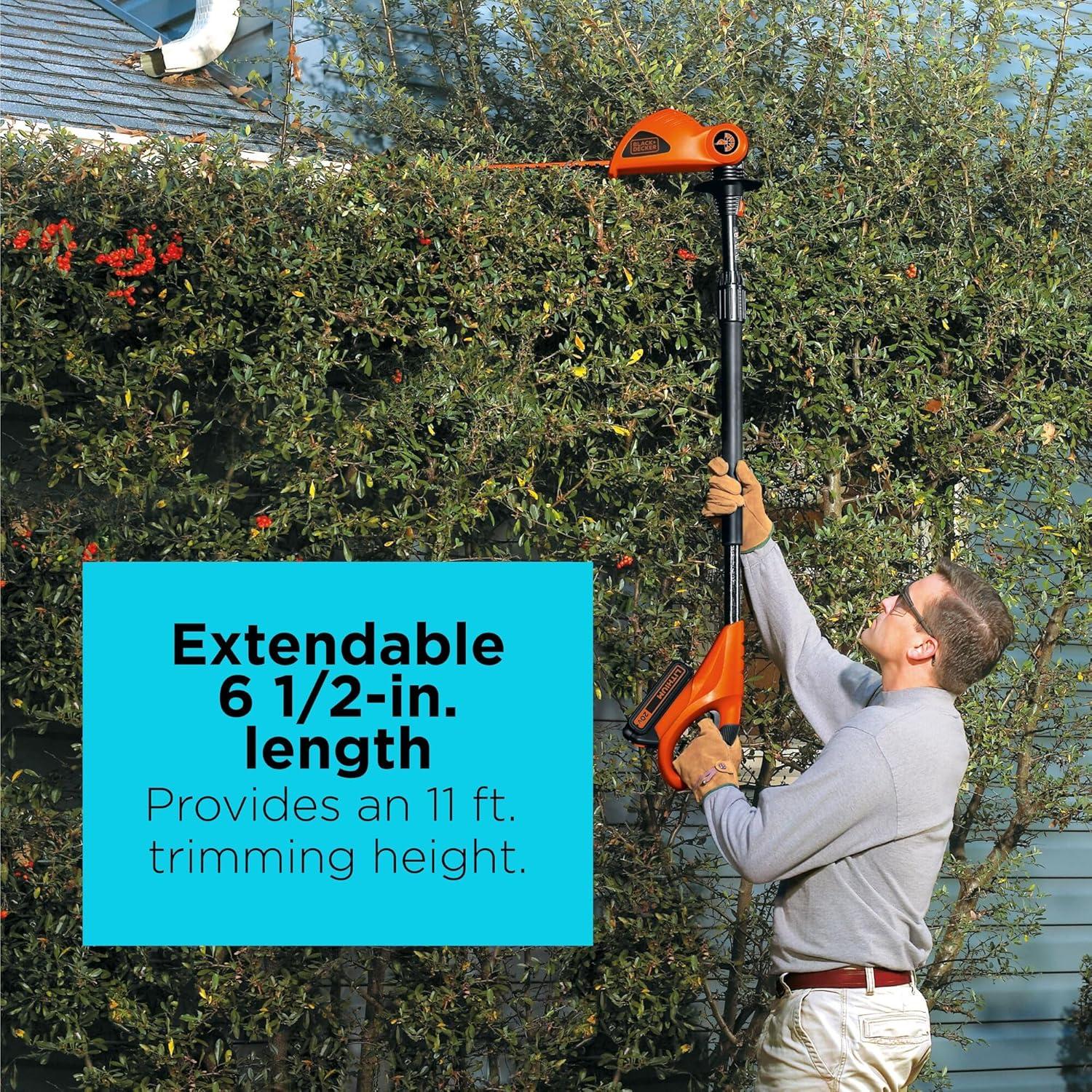 imageBLACKDECKER 20V MAX POWERCONNECT 18 in Cordless Pole Hedge Trimmer Tool Only LPHT120B20V Hedge Trimmer Kit