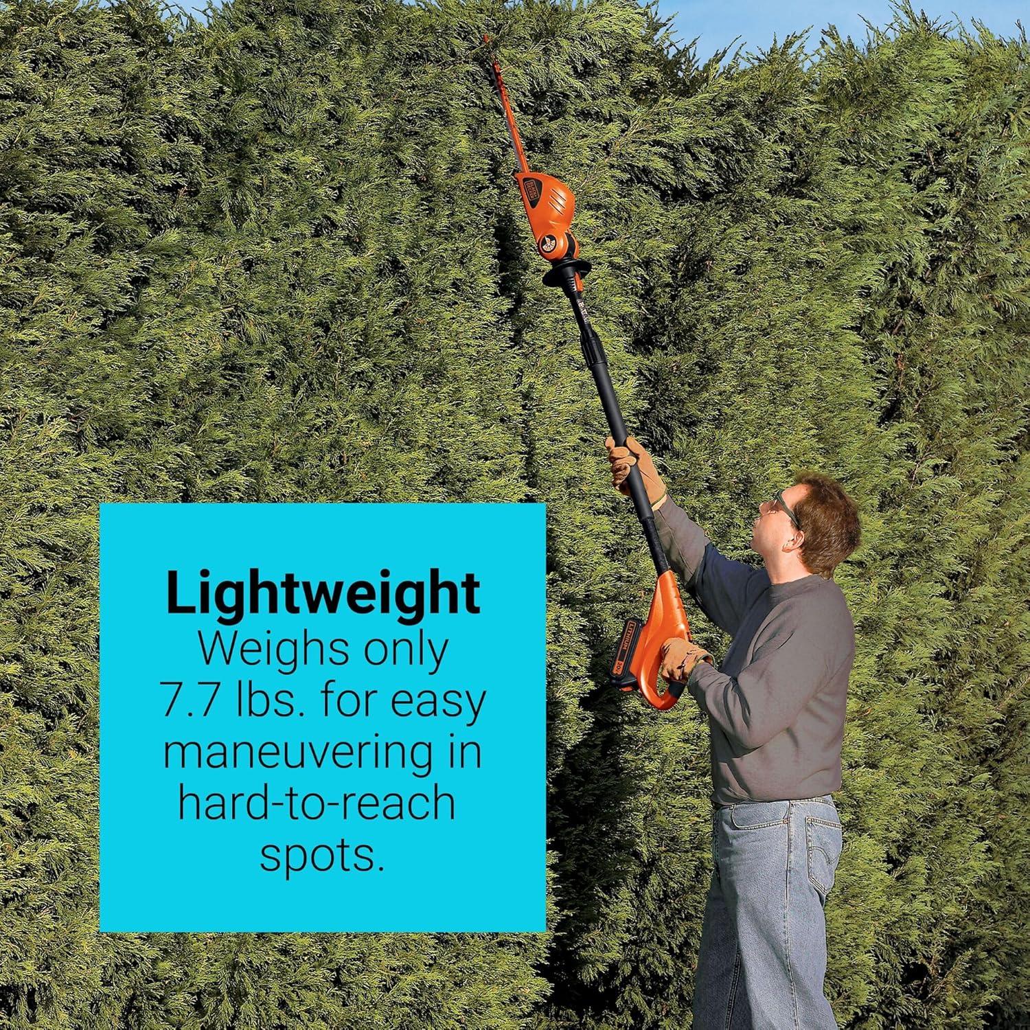 imageBLACKDECKER 20V MAX POWERCONNECT 18 in Cordless Pole Hedge Trimmer Tool Only LPHT120B20V Hedge Trimmer Tool Only