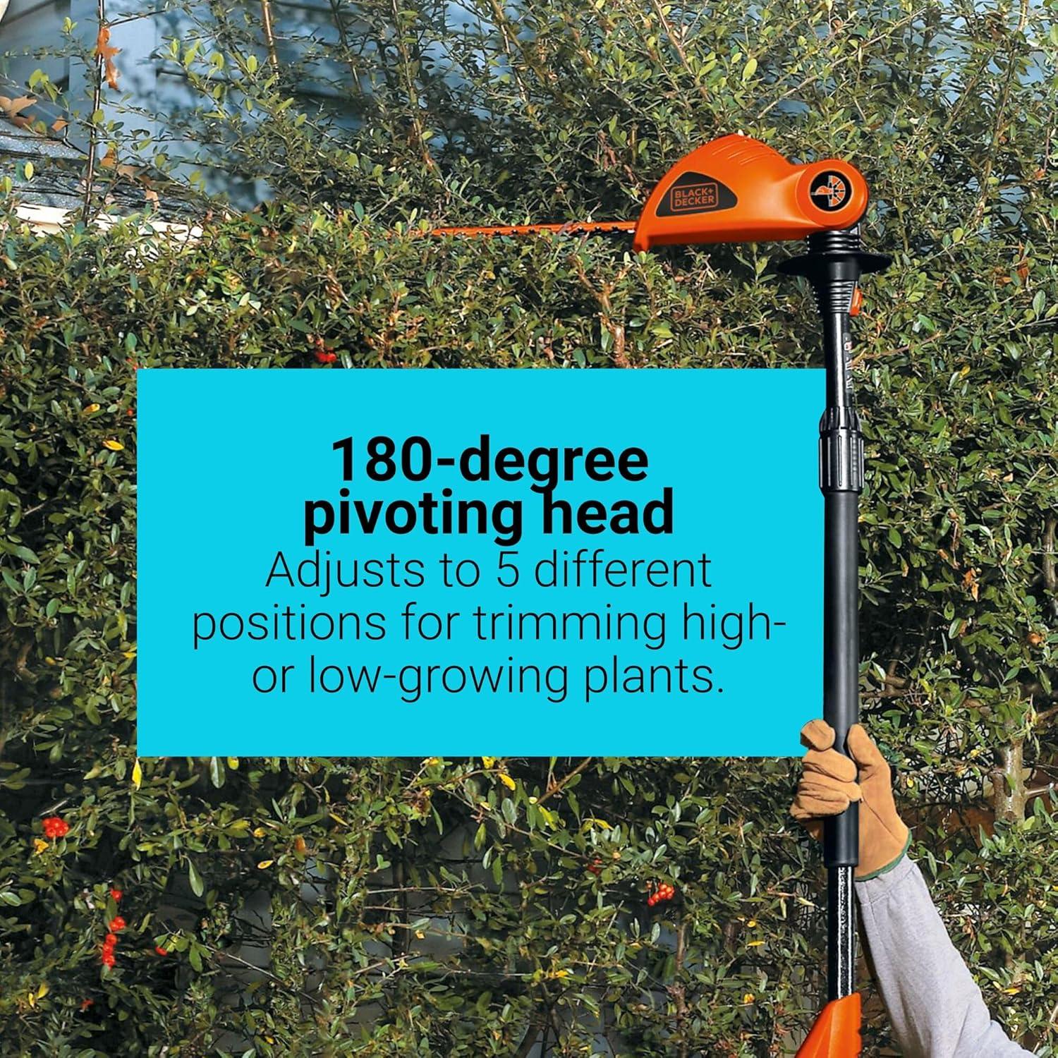 imageBLACKDECKER 20V MAX POWERCONNECT 18 in Cordless Pole Hedge Trimmer Tool Only LPHT120B20V Hedge Trimmer Tool Only