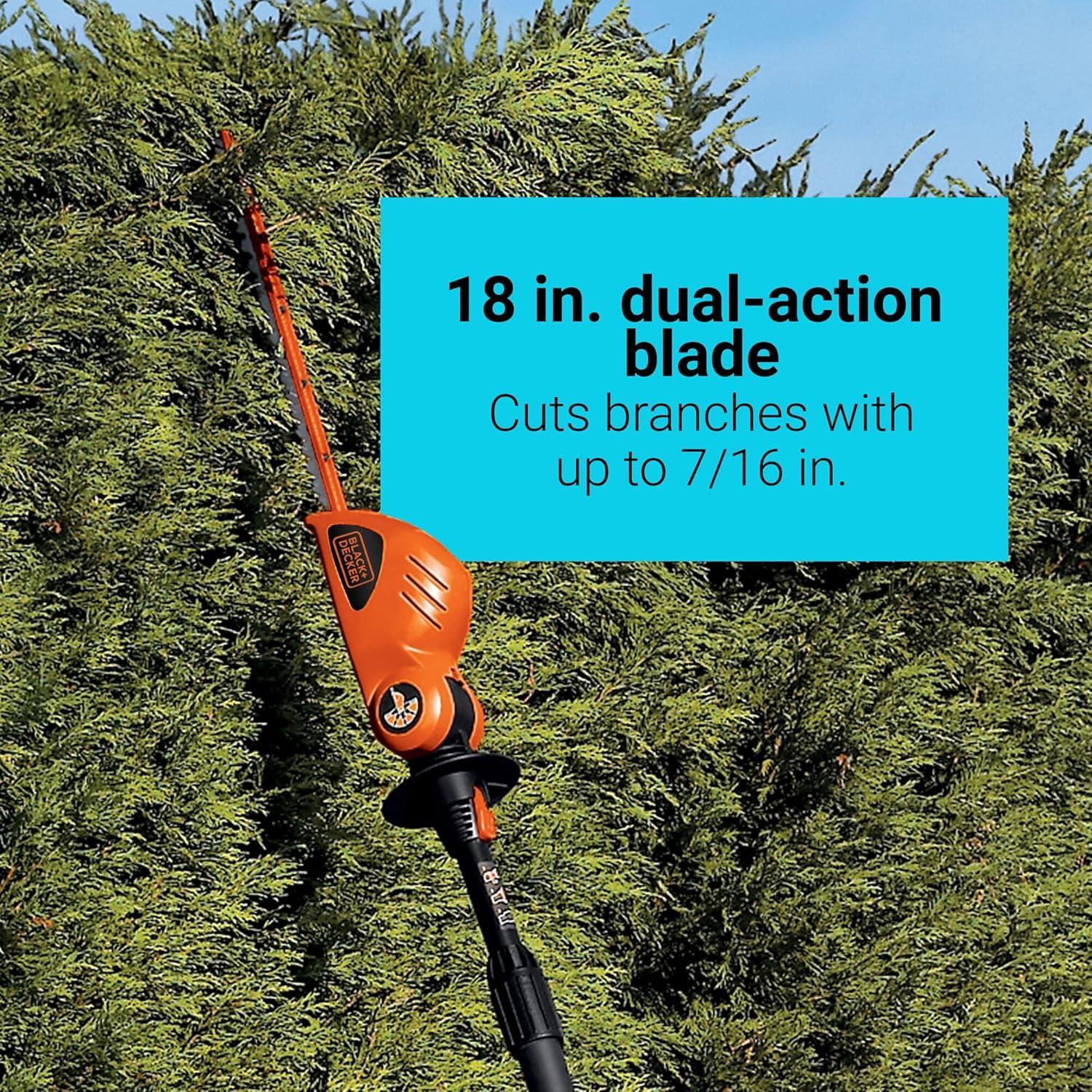 imageBLACKDECKER 20V MAX POWERCONNECT 18 in Cordless Pole Hedge Trimmer Tool Only LPHT120B20V Hedge Trimmer Tool Only