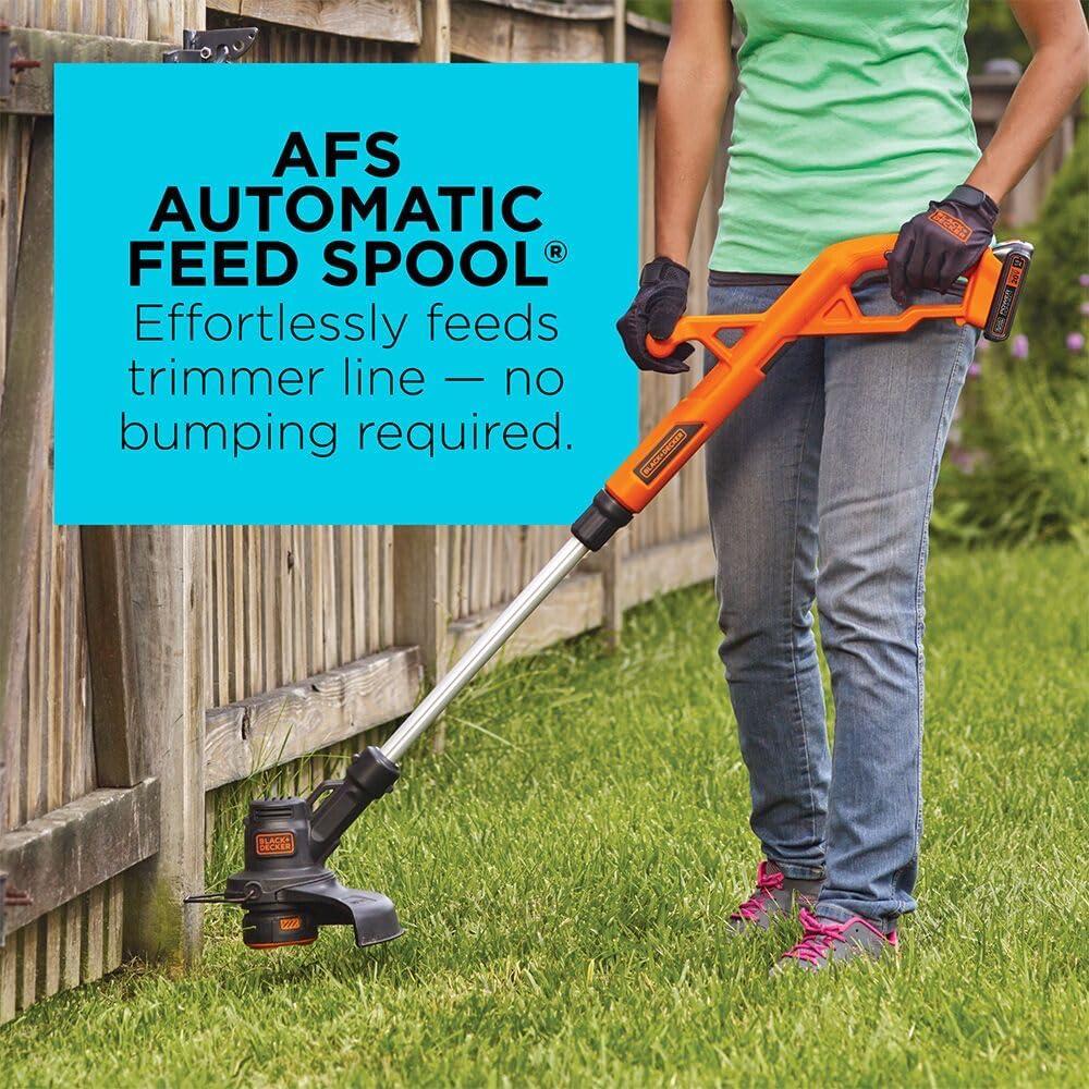 imageBLACKDECKER 20V MAX String Trimmer Edger and Sweeper Combo Kit 10Inch LCC22120V Kit w 1 Battery