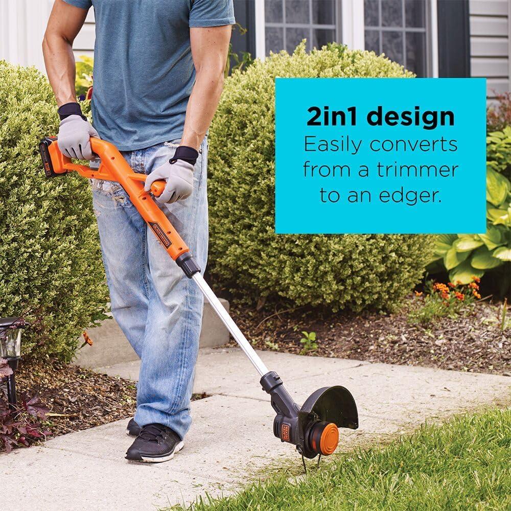 imageBLACKDECKER 20V MAX String Trimmer Edger and Sweeper Combo Kit 10Inch LCC22120V Kit w 1 Battery