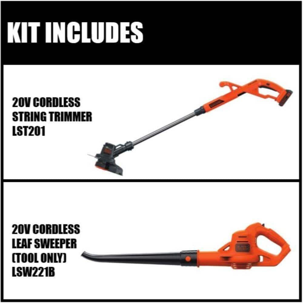 imageBLACKDECKER 20V MAX String Trimmer Edger and Sweeper Combo Kit 10Inch LCC22120V Kit w 1 Battery