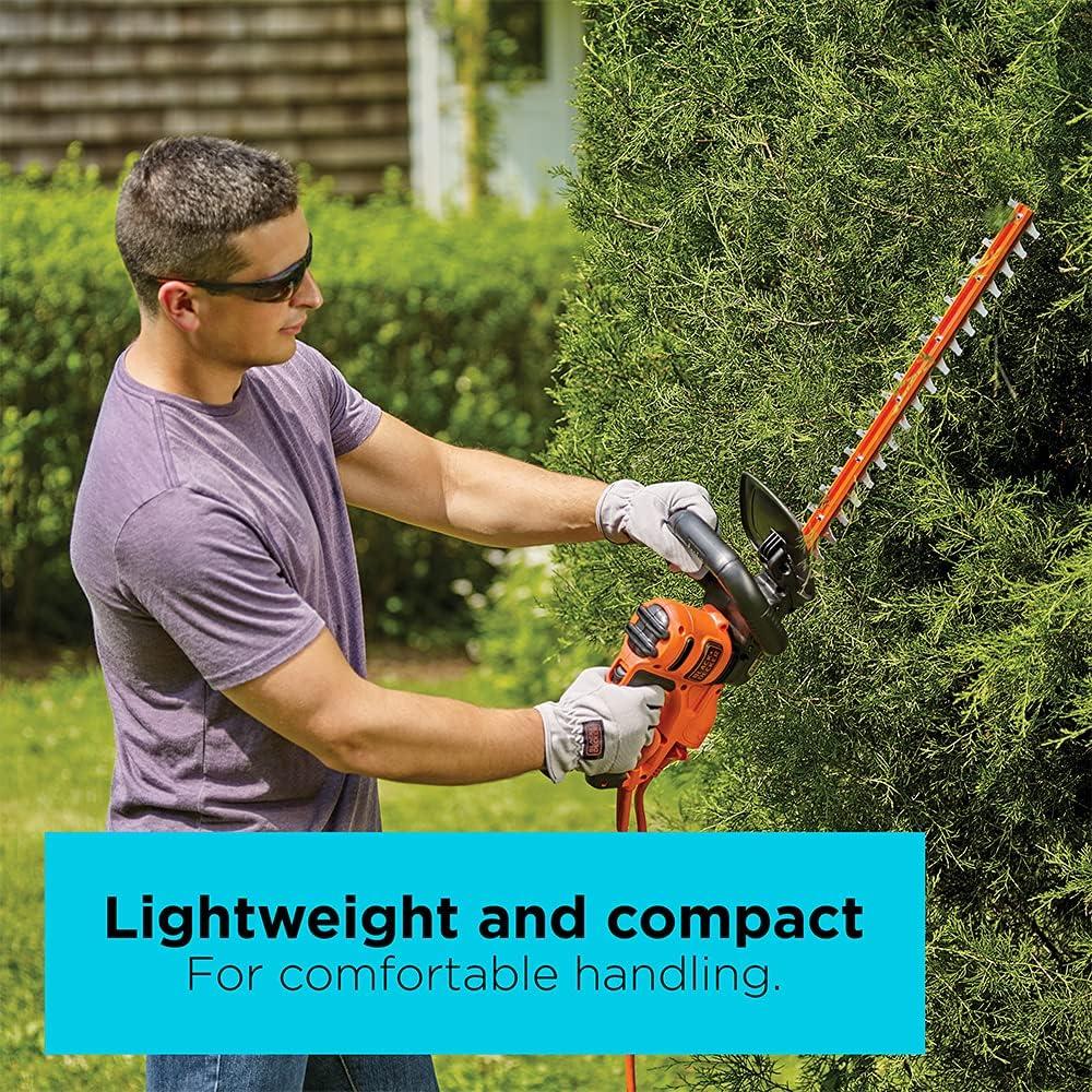imageBLACKDECKER 22 Electric Hedge Trimmer Lightweight 40 Amp Corded Dual Action Shrub Trimmer Full Wraparound Handle High Output Low Vibration BEHT350FF