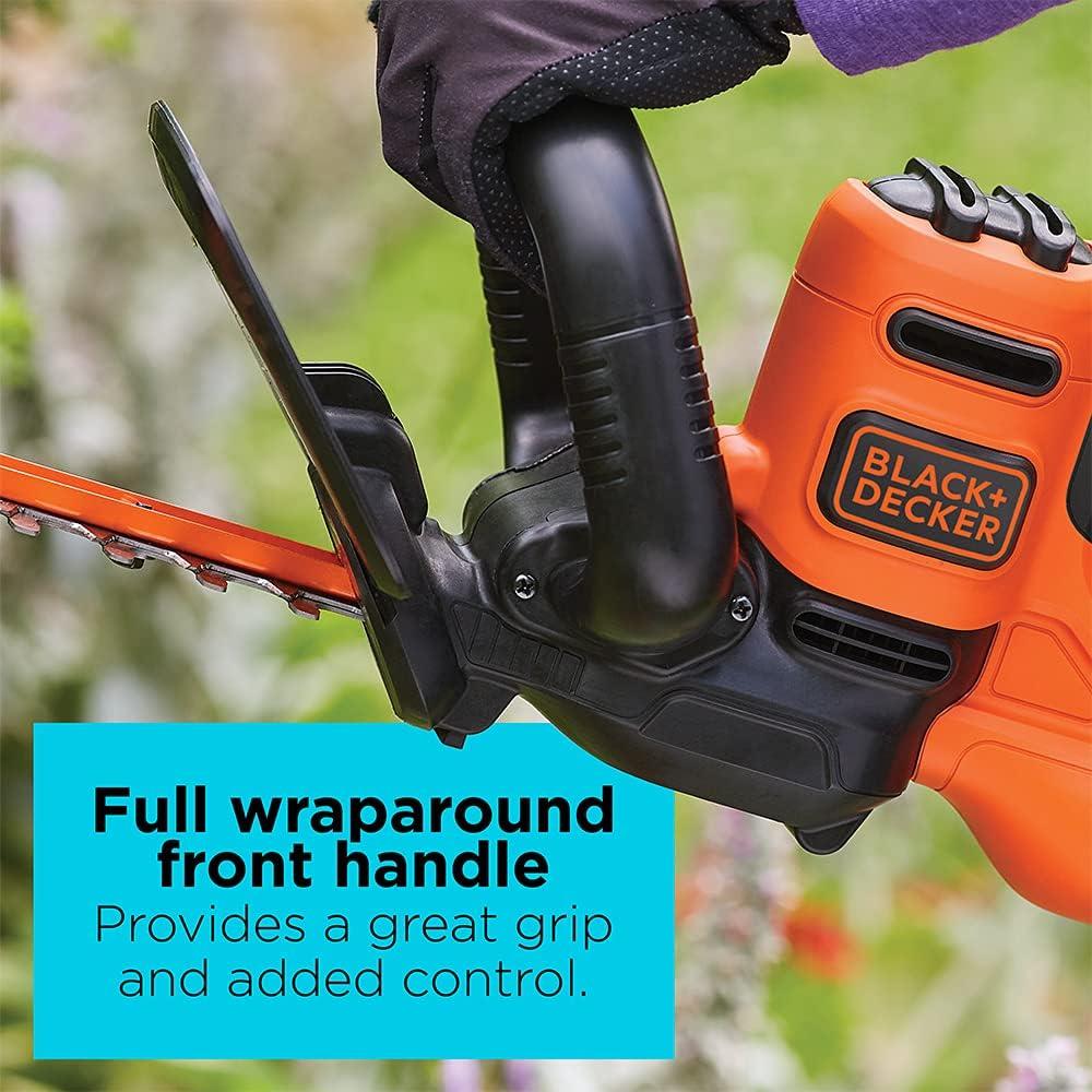 imageBLACKDECKER 22 Electric Hedge Trimmer Lightweight 40 Amp Corded Dual Action Shrub Trimmer Full Wraparound Handle High Output Low Vibration BEHT350FF