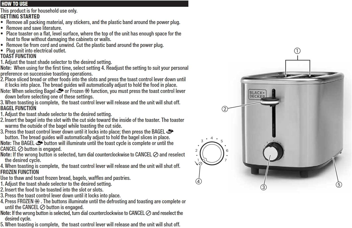 imageBLACKDECKER 2Slice Toaster T2569B Extra Wide Slots 6 Shade Settings 850 Watts Crub Tray Cancel ButtonSilver