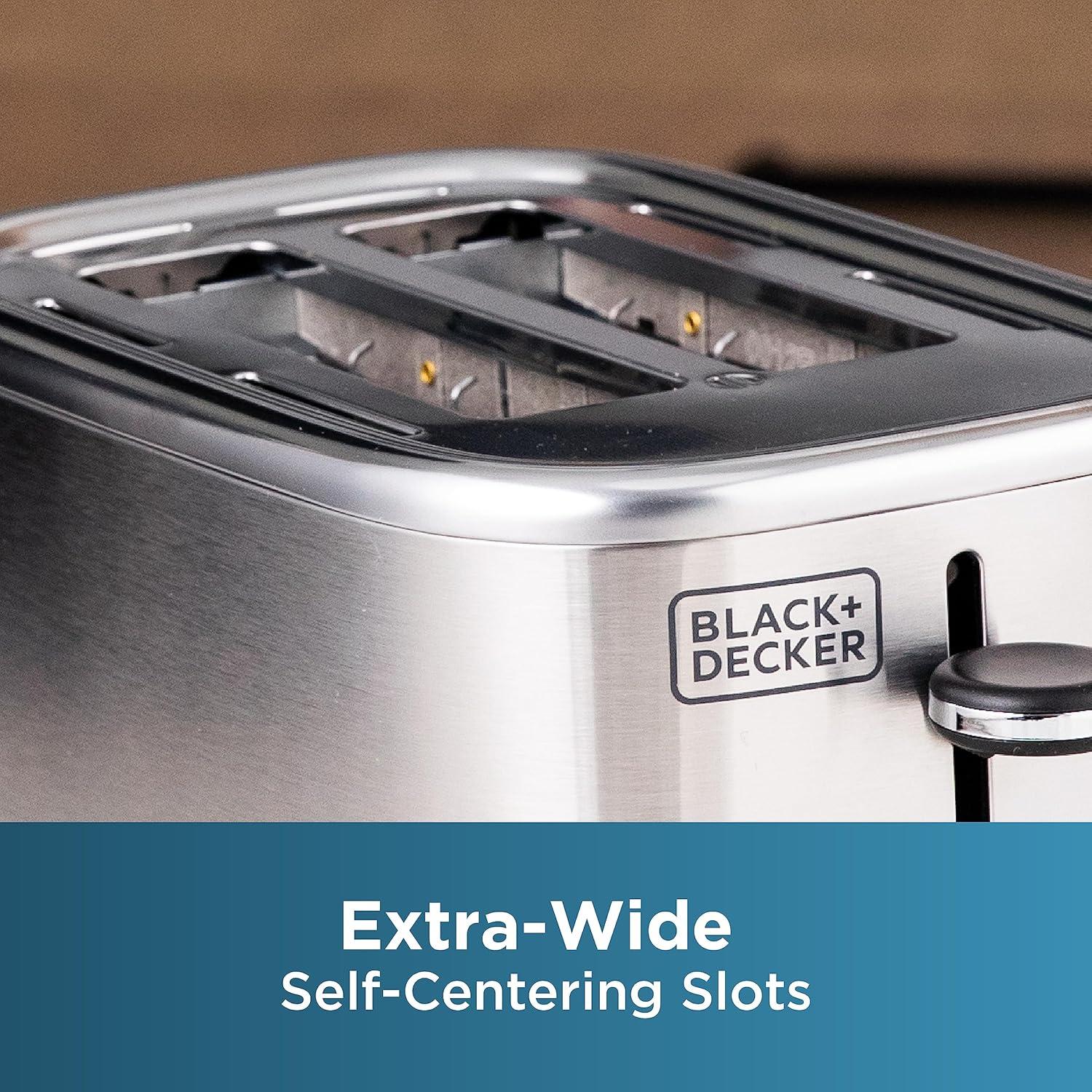 imageBLACKDECKER 2Slice Toaster T2569B Extra Wide Slots 6 Shade Settings 850 Watts Crub Tray Cancel ButtonSilver
