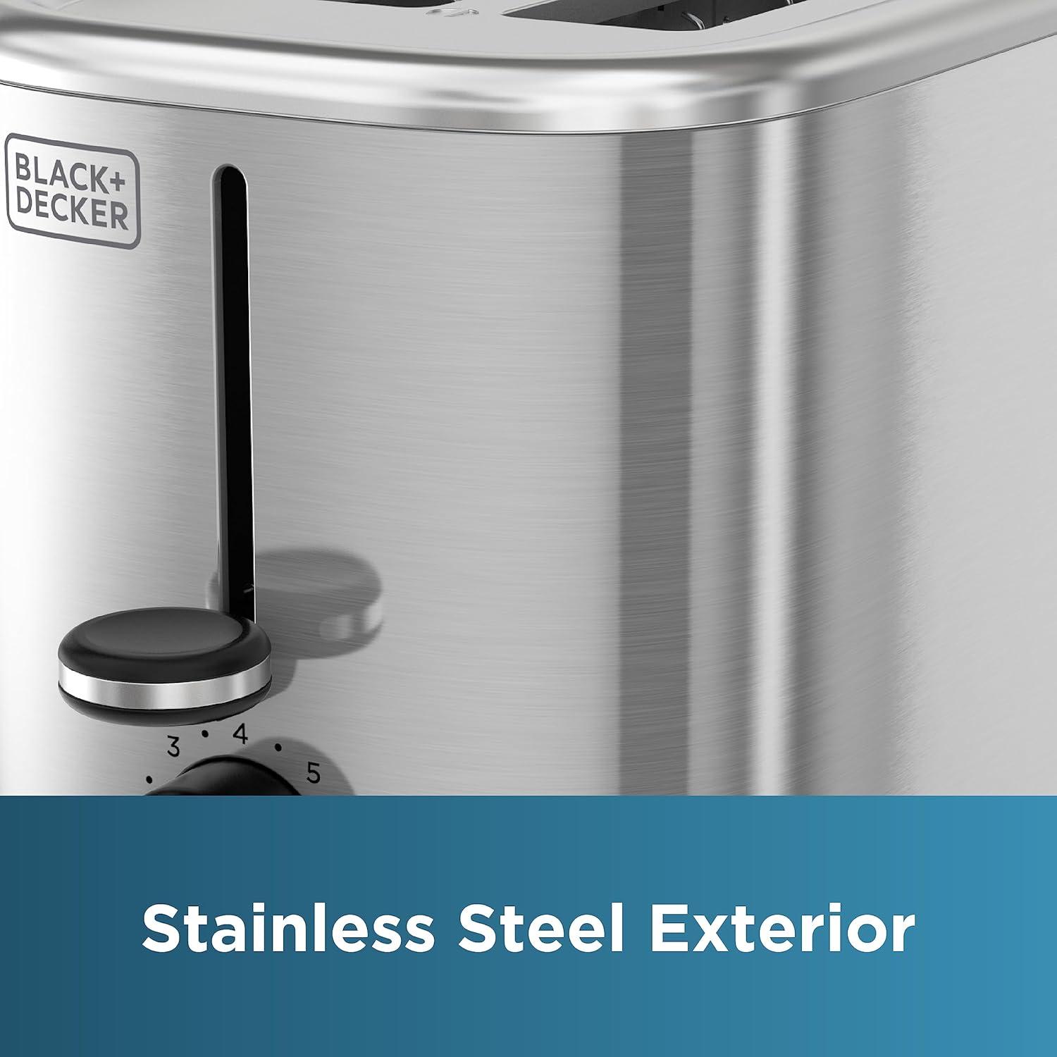 imageBLACKDECKER 2Slice Toaster T2569B Extra Wide Slots 6 Shade Settings 850 Watts Crub Tray Cancel ButtonSilver