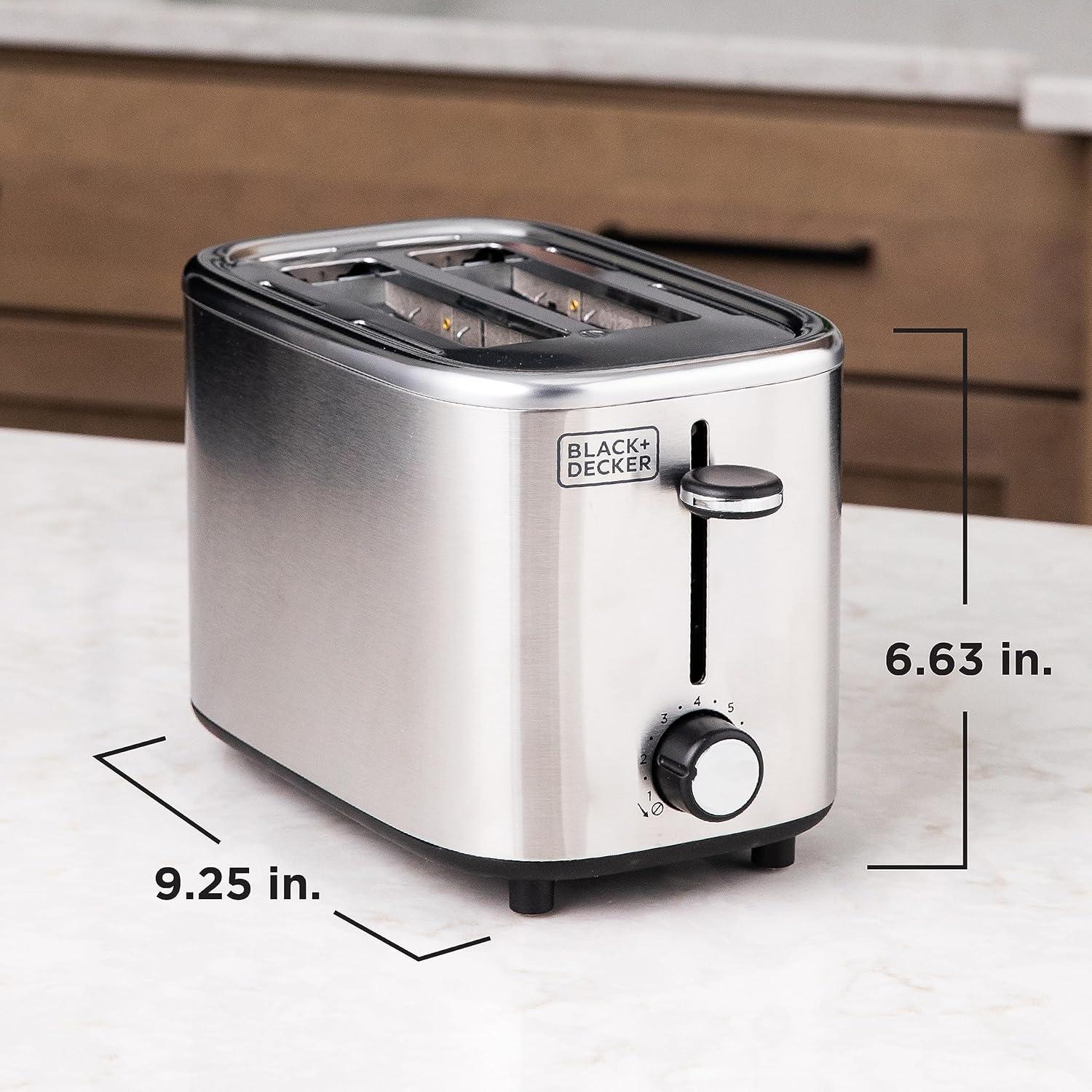 imageBLACKDECKER 2Slice Toaster T2569B Extra Wide Slots 6 Shade Settings 850 Watts Crub Tray Cancel ButtonSilver