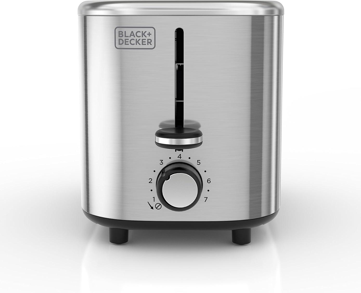imageBLACKDECKER 2Slice Toaster T2569B Extra Wide Slots 6 Shade Settings 850 Watts Crub Tray Cancel ButtonSilver