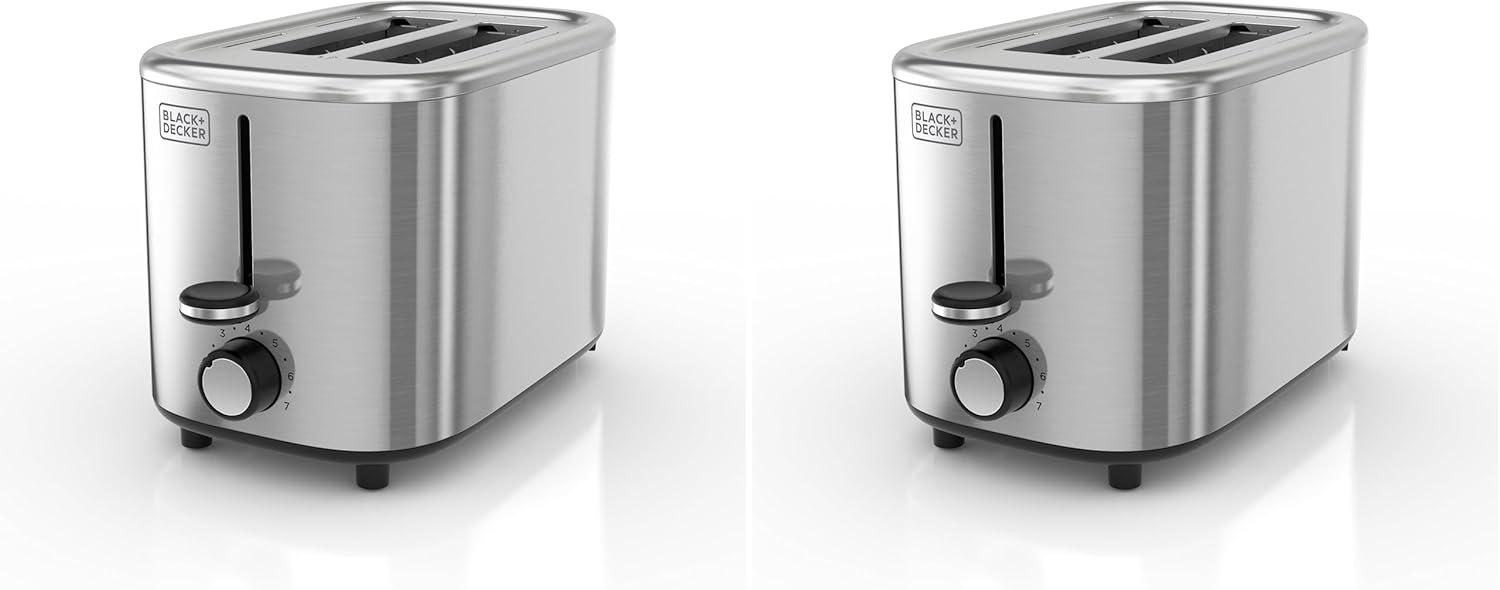 imageBLACKDECKER 2Slice Toaster T2569B Extra Wide Slots 6 Shade Settings 850 Watts Crub Tray Cancel ButtonSilver
