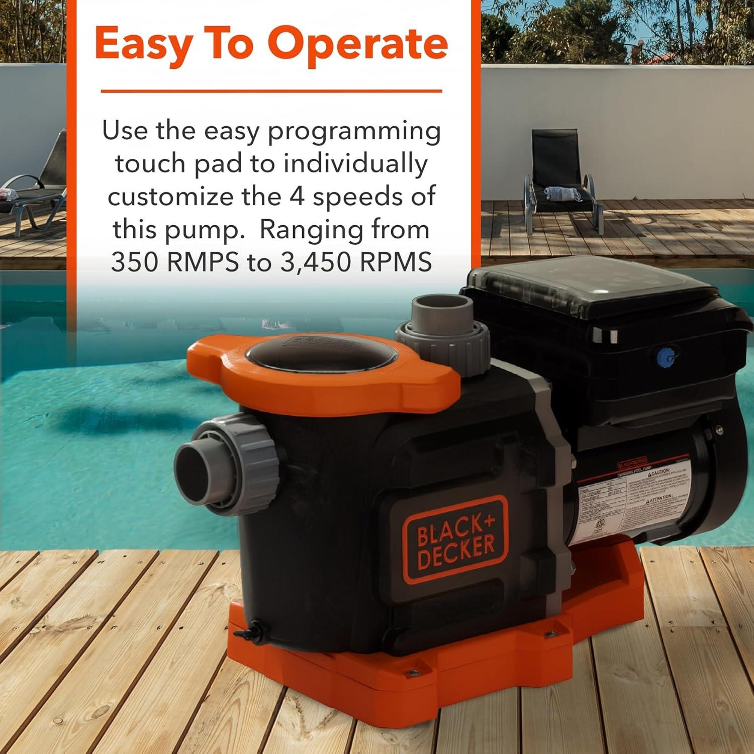 imageBLACKDECKER 3 HP Variable Speed In Ground Pool Pump WiFi Enabled Energy Star Certified15 HP