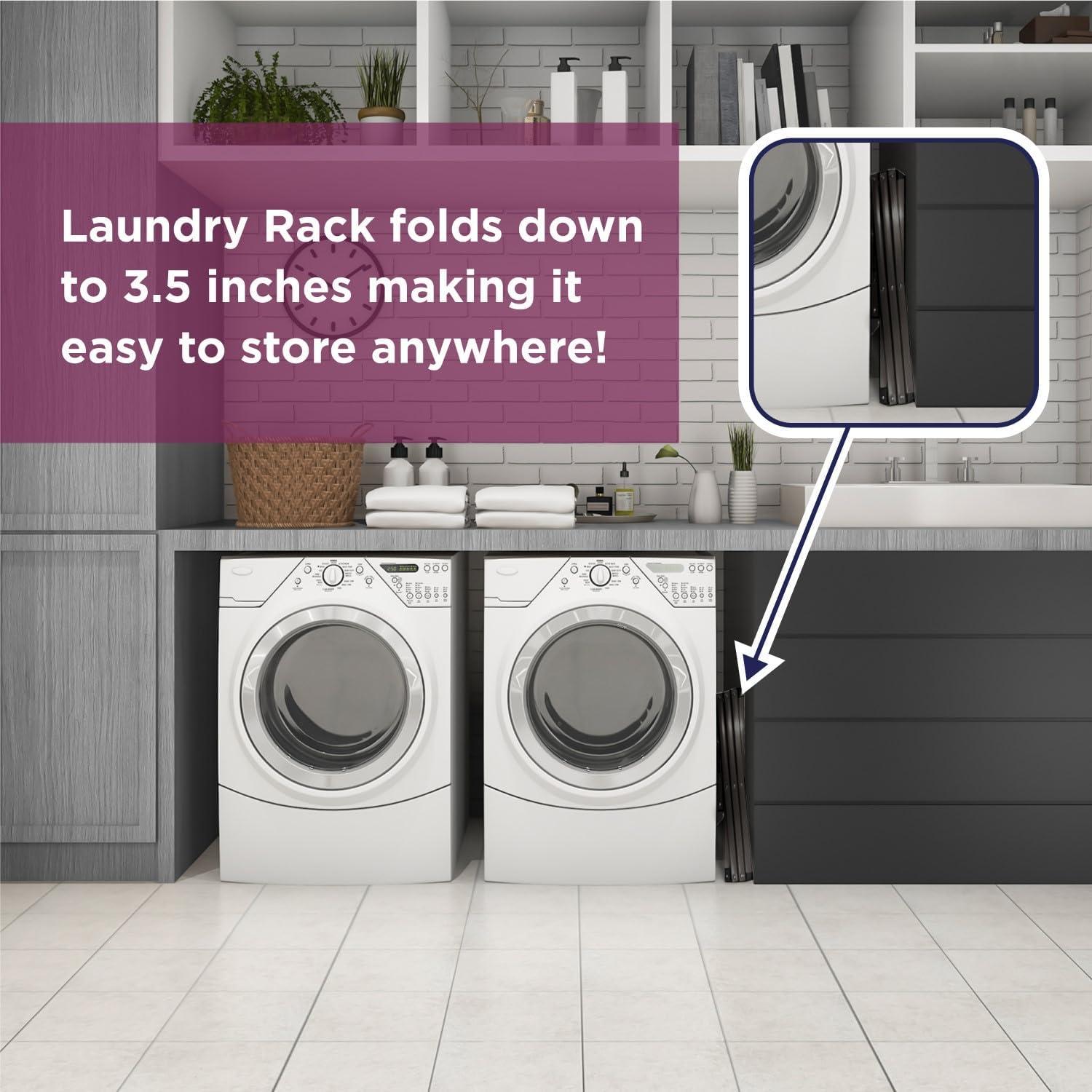 imageBLACKDECKER 3 Tier Expandable Collapsing Foldable Laundry Rack for Air Drying Clothing Space Saving Heavy Duty Lightweight Metal Drying RackWhiteBlack