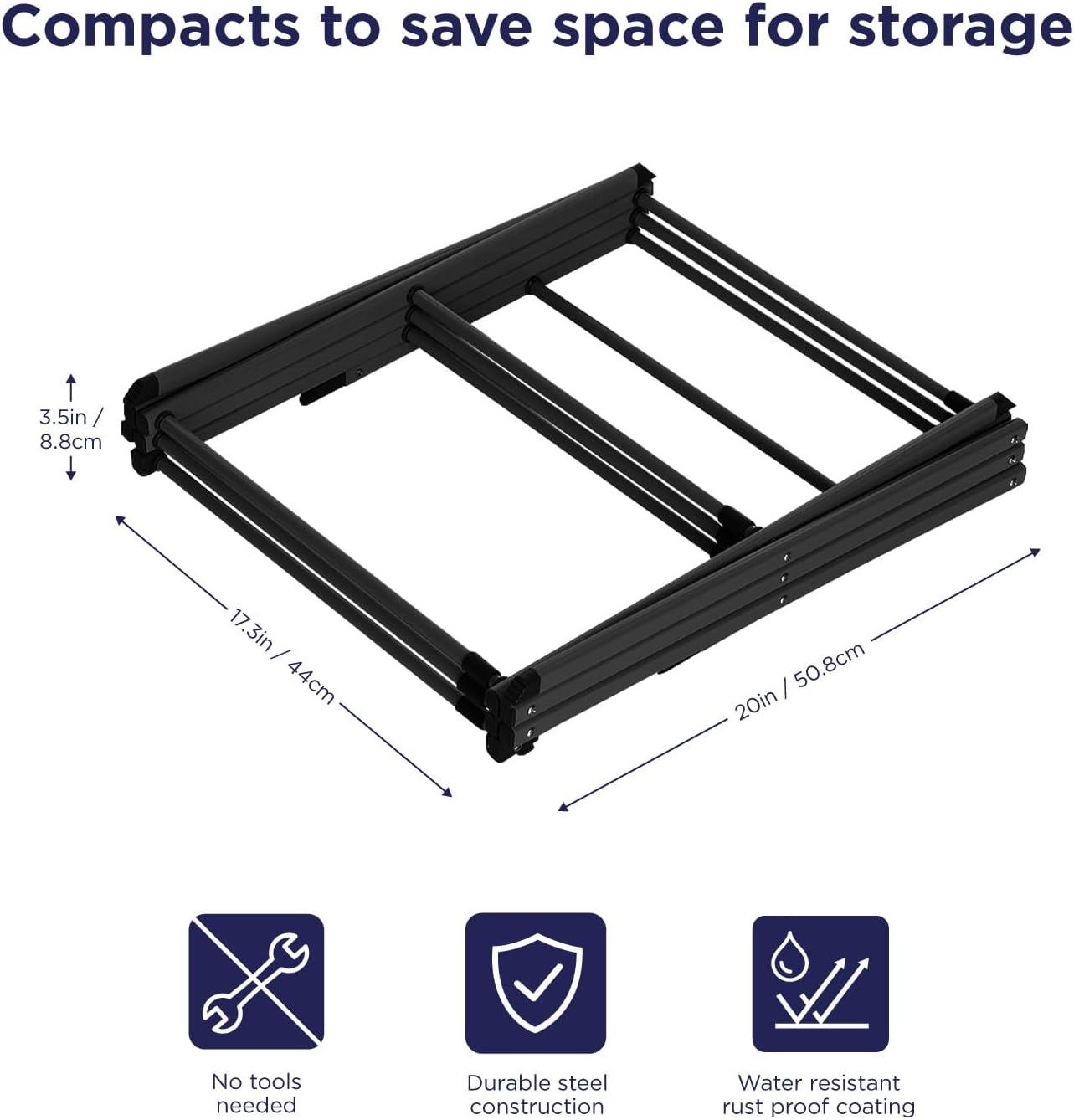imageBLACKDECKER 3 Tier Expandable Collapsing Foldable Laundry Rack for Air Drying Clothing Space Saving Heavy Duty Lightweight Metal Drying RackWhiteBlack