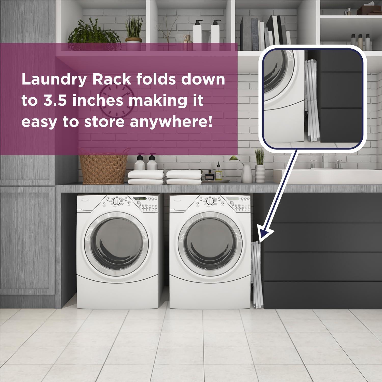 imageBLACKDECKER 3 Tier Expandable Collapsing Foldable Laundry Rack for Air Drying Clothing Space Saving Heavy Duty Lightweight Metal Drying RackWhiteGray