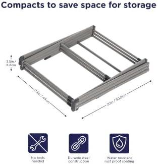 imageBLACKDECKER 3 Tier Expandable Collapsing Foldable Laundry Rack for Air Drying Clothing Space Saving Heavy Duty Lightweight Metal Drying RackWhiteSilver