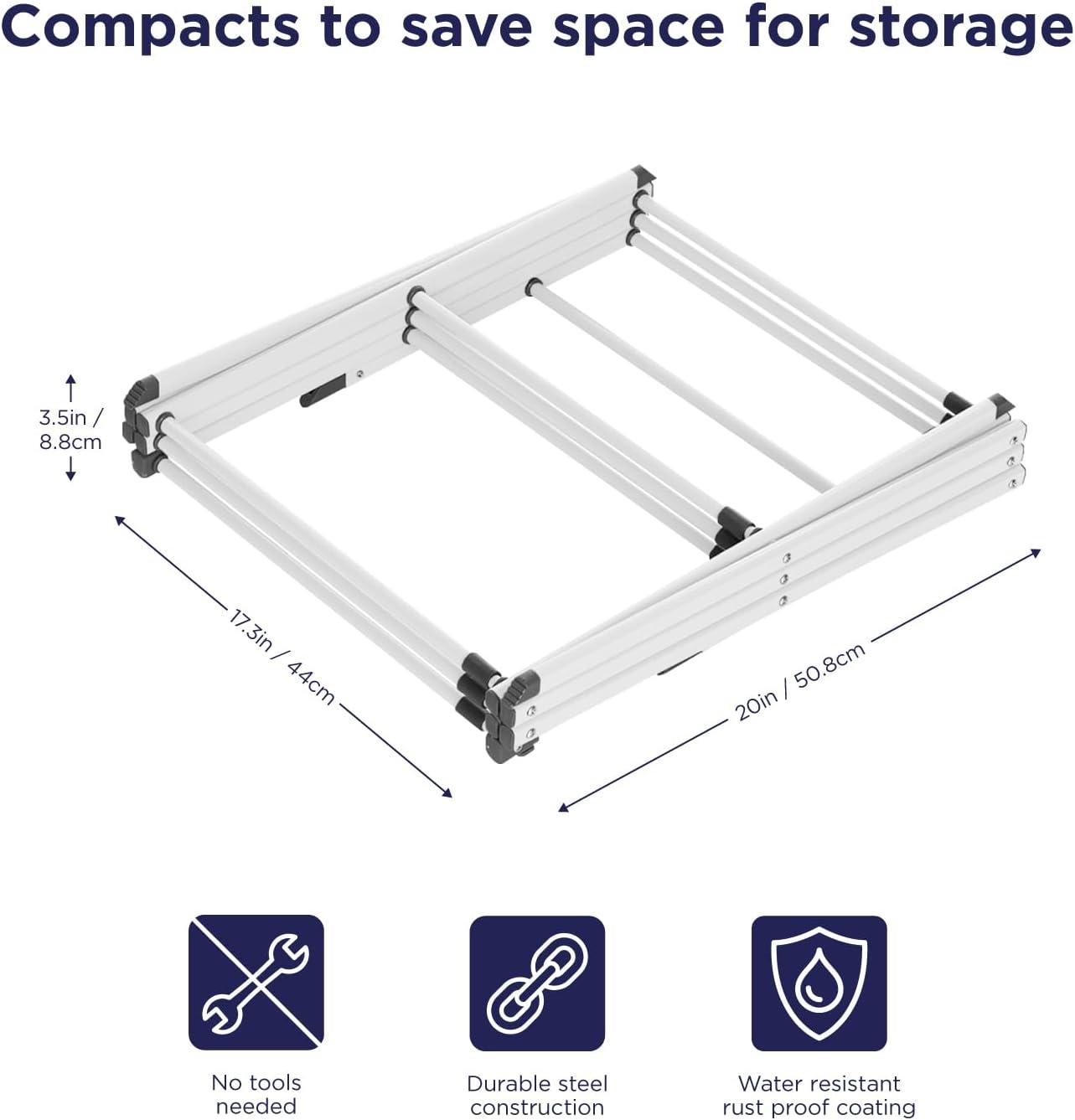 imageBLACKDECKER 3 Tier Expandable Collapsing Foldable Laundry Rack for Air Drying Clothing Space Saving Heavy Duty Lightweight Metal Drying RackWhiteWhite