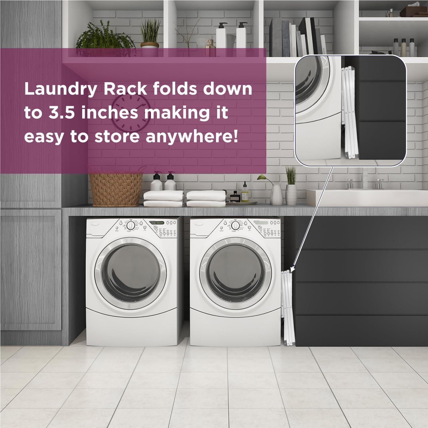 imageBLACKDECKER 3 Tier Expandable Collapsing Foldable Laundry Rack for Air Drying Clothing Space Saving Heavy Duty Lightweight Metal Drying RackWhiteWhite