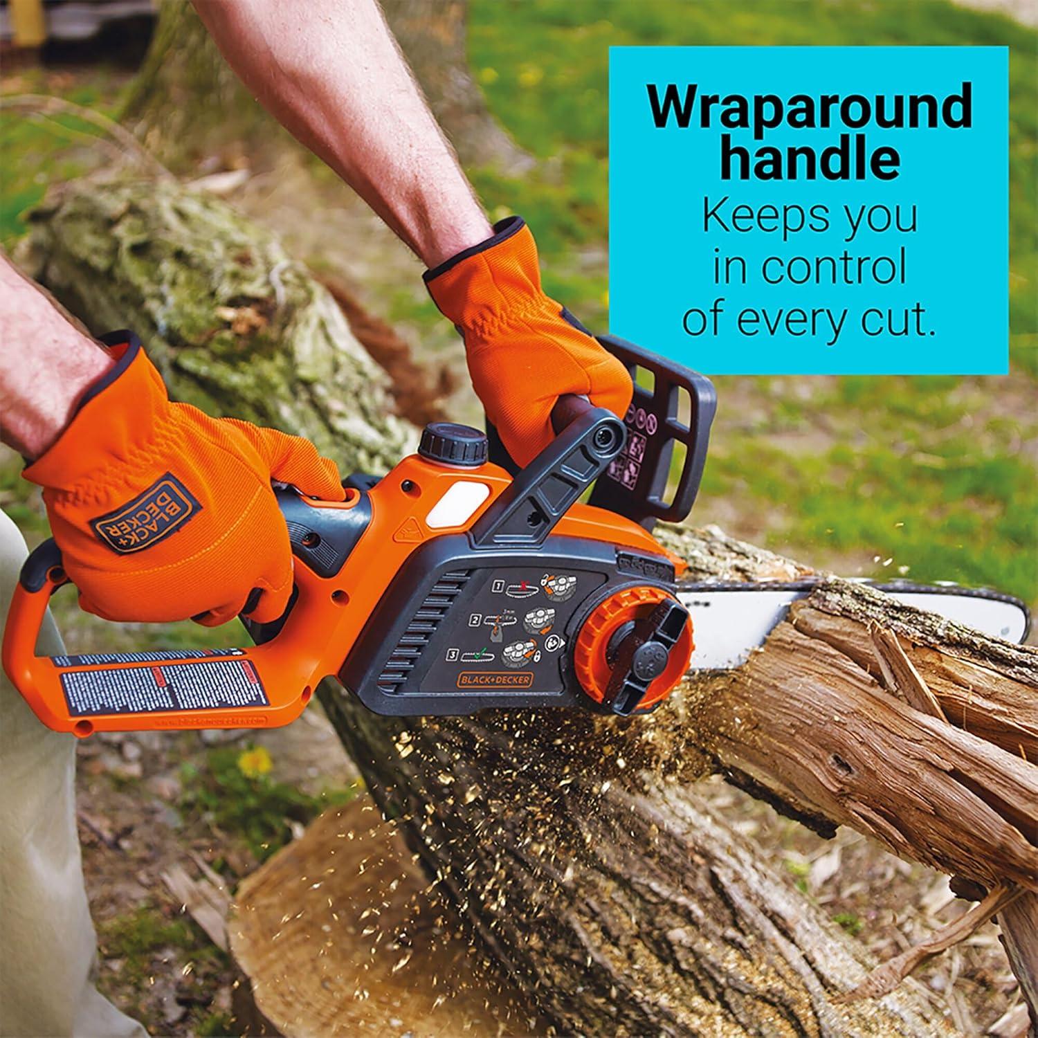 imageBLACKDECKER 40V MAX Electric Chainsaw Cordless 12 Inch Battery Chainsaw Battery and Charger Included Longer Runtime Lightweight Rechargeable LCS124040V Chainsaw Tool Only