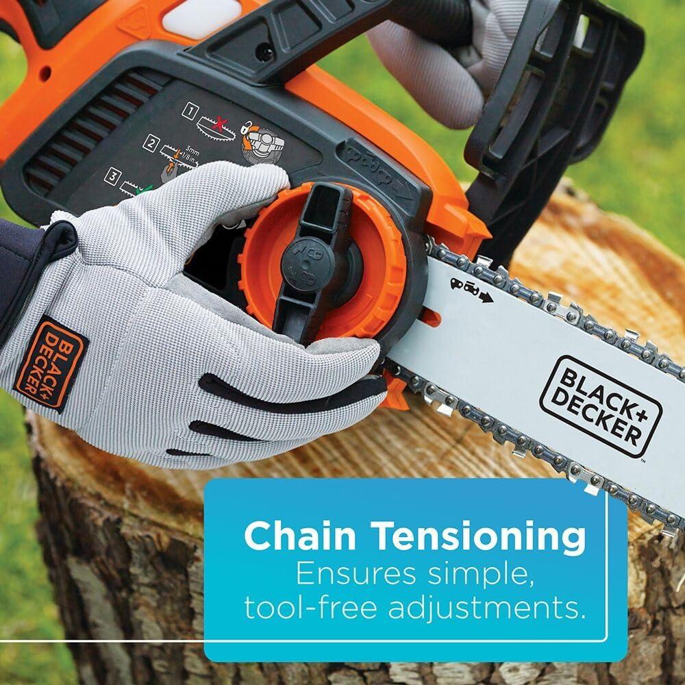 imageBLACKDECKER 40V MAX Electric Chainsaw Cordless 12 Inch Battery Chainsaw Battery and Charger Included Longer Runtime Lightweight Rechargeable LCS124040V Chainsaw Kit