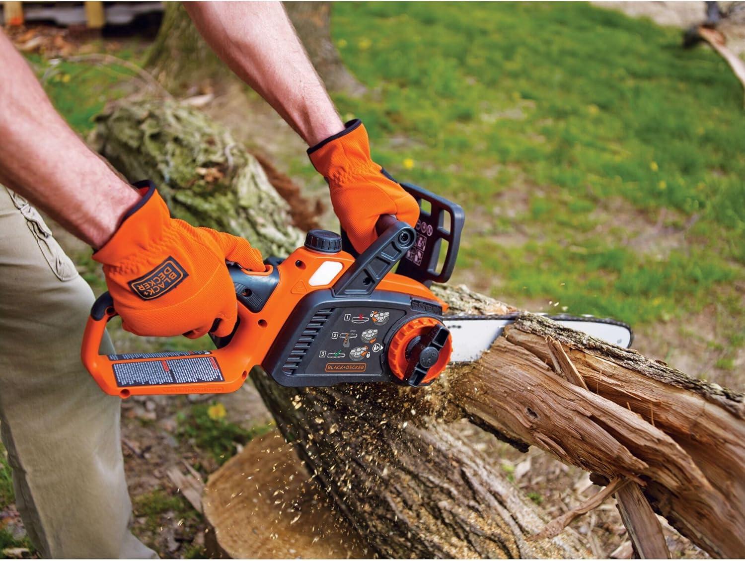 imageBLACKDECKER 40V MAX Electric Chainsaw Cordless 12 Inch Battery Chainsaw Battery and Charger Included Longer Runtime Lightweight Rechargeable LCS124040V Chainsaw Kit