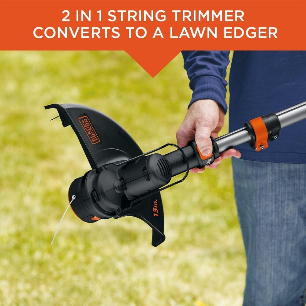 imageBLACKDECKER 40V MAX String Trimmer and Lawn Edger 13 Inch Weed Eater Far Reach Battery and Charger Not Included LST136BBare Tool Only