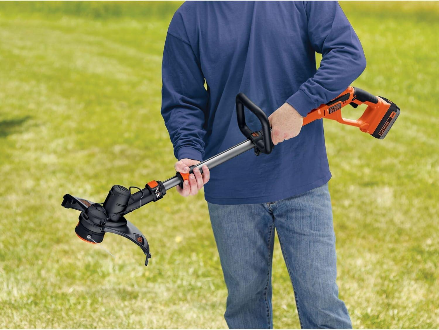 imageBLACKDECKER 40V MAX String Trimmer and Lawn Edger 13 Inch Weed Eater Far Reach Battery and Charger Not Included LST136BBare Tool Only