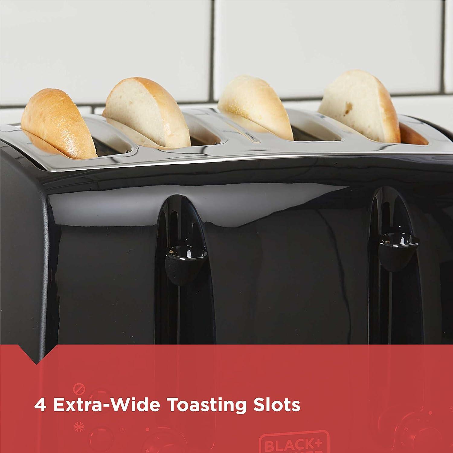 imageBLACKDECKER 4Slice Toaster TR1410BD ExtraWide 7 Shade Settings Crumb Trays Gloss BlackBlack