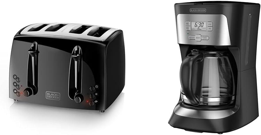 imageBLACKDECKER 4Slice Toaster TR1410BD ExtraWide 7 Shade Settings Crumb Trays Gloss BlackBlack