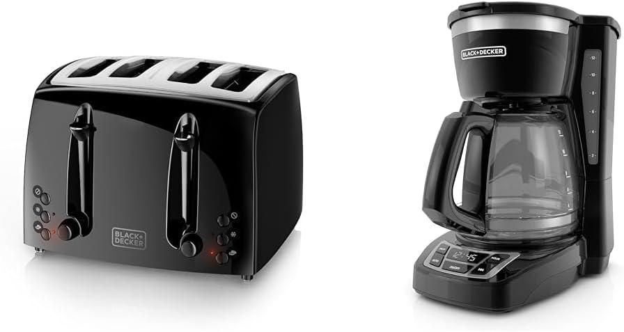 imageBLACKDECKER 4Slice Toaster TR1410BD ExtraWide 7 Shade Settings Crumb Trays Gloss BlackBlack