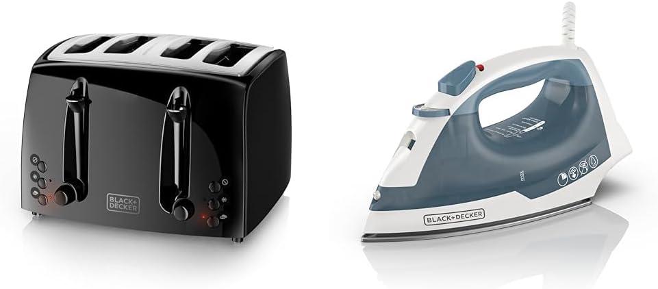 imageBLACKDECKER 4Slice Toaster TR1410BD ExtraWide 7 Shade Settings Crumb Trays Gloss BlackBlack