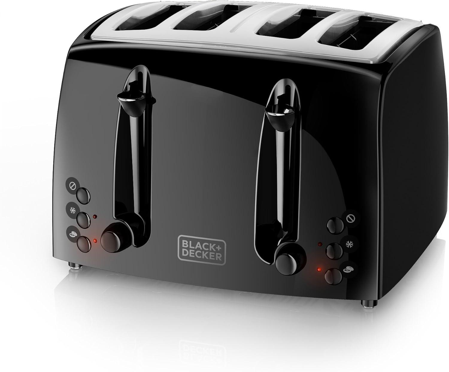 imageBLACKDECKER 4Slice Toaster TR1410BD ExtraWide 7 Shade Settings Crumb Trays Gloss BlackBlack