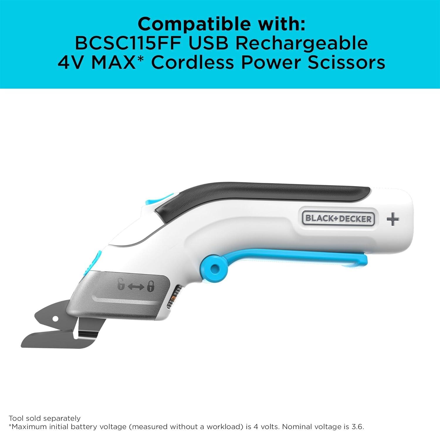 imageBLACKDECKER 4V MAX Cordless Electric Fabric Craft Scissors USB Rechargeable BCSC115FF