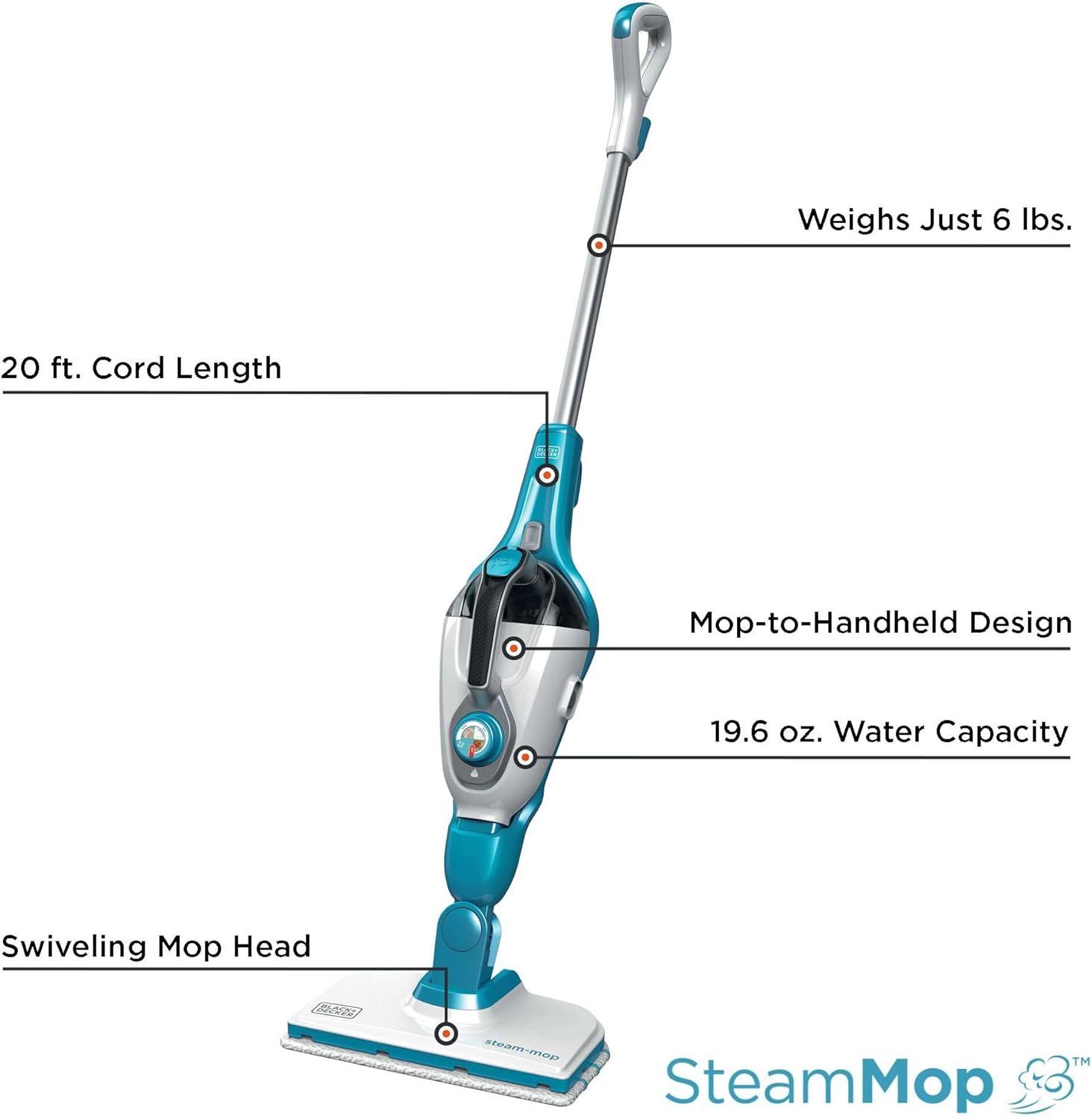 imageBLACKDECKER 7in1 Steam Mop with SteamGlove Handheld Steamer HSMC1361SGP5in1 Steam Mop