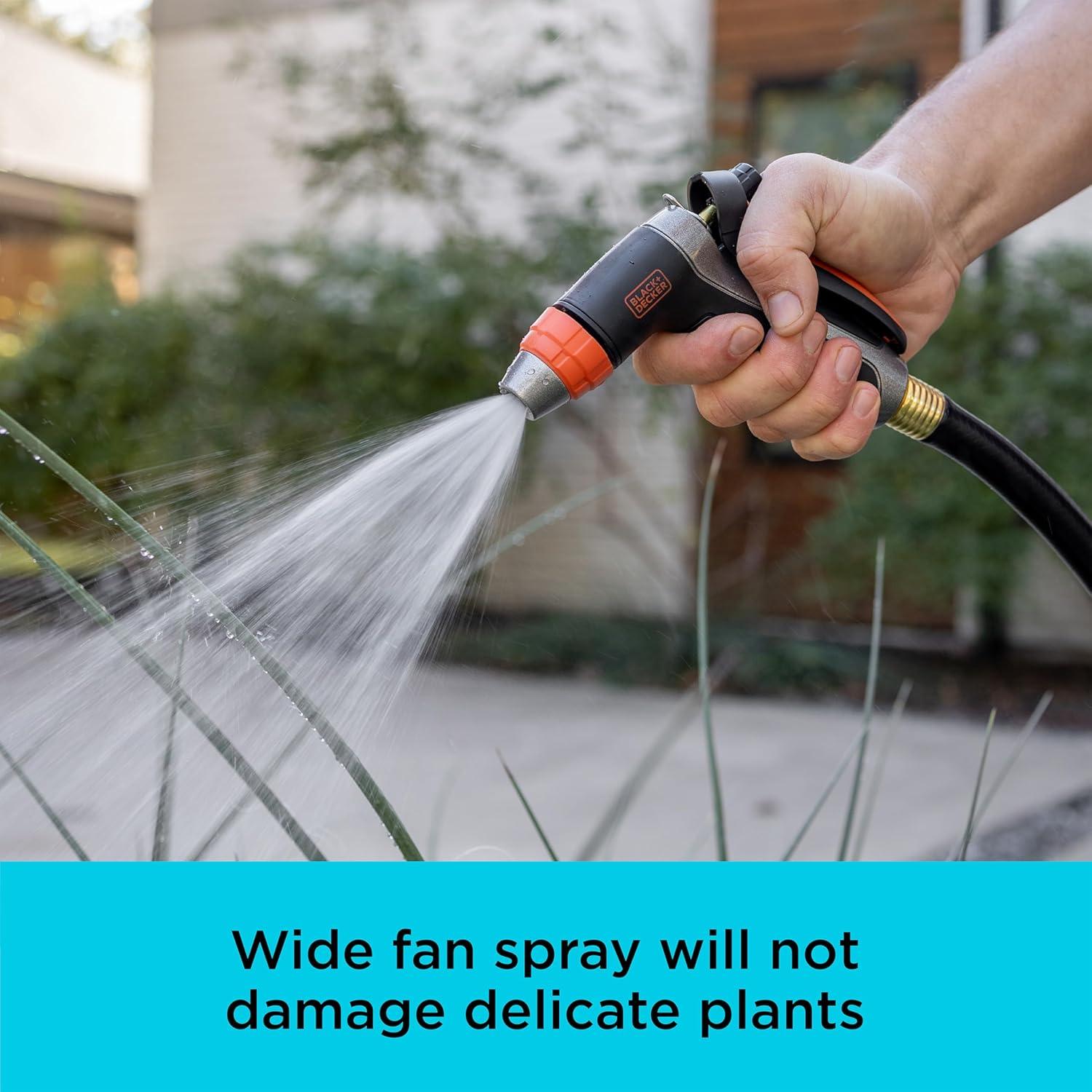 imageBLACKDECKER Adjustable Metal Rear Trigger Nozzle Durable EasyGrip Garden Hose Sprayer with Locking Rear Trigger BD59578