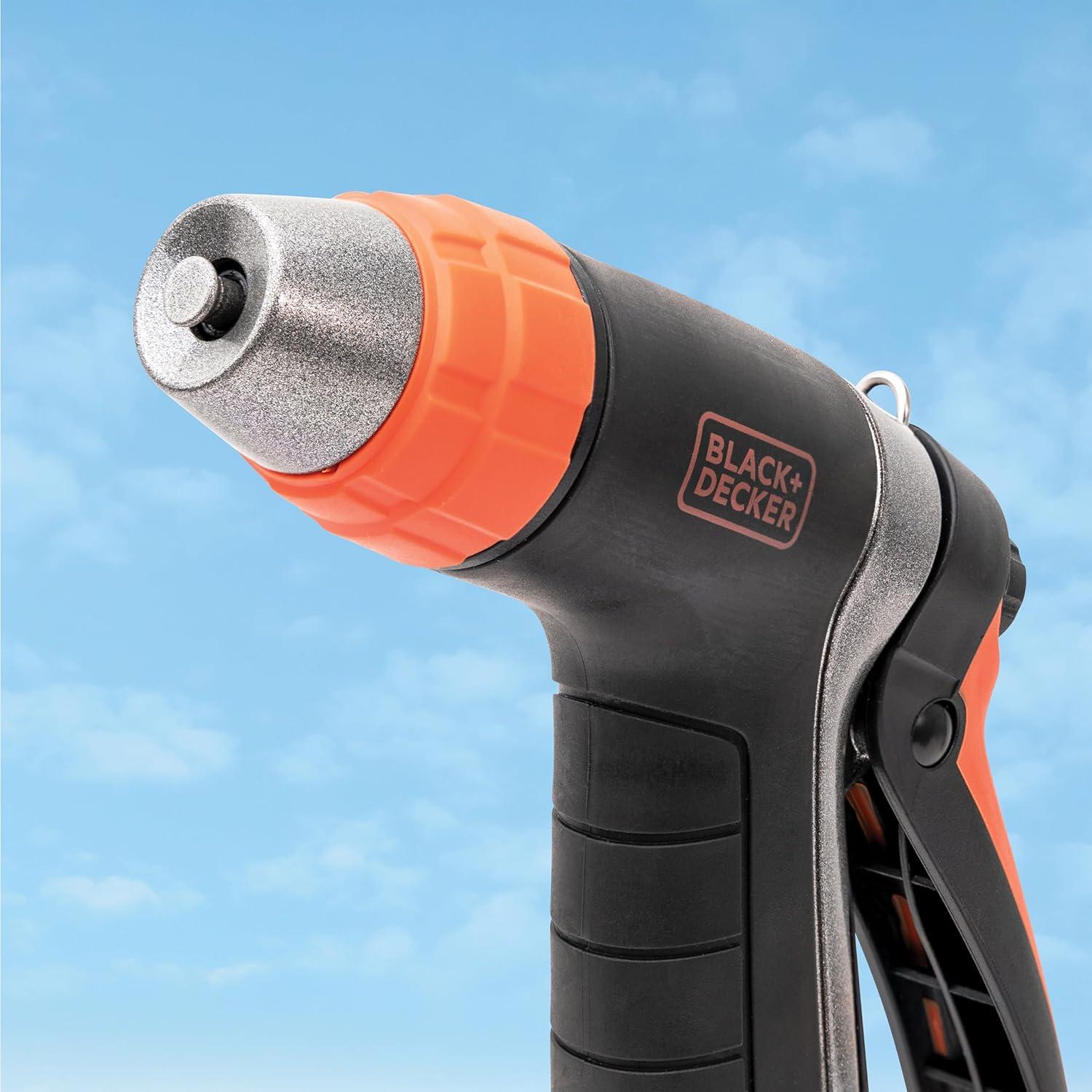 imageBLACKDECKER Adjustable Metal Rear Trigger Nozzle Durable EasyGrip Garden Hose Sprayer with Locking Rear Trigger BD59578