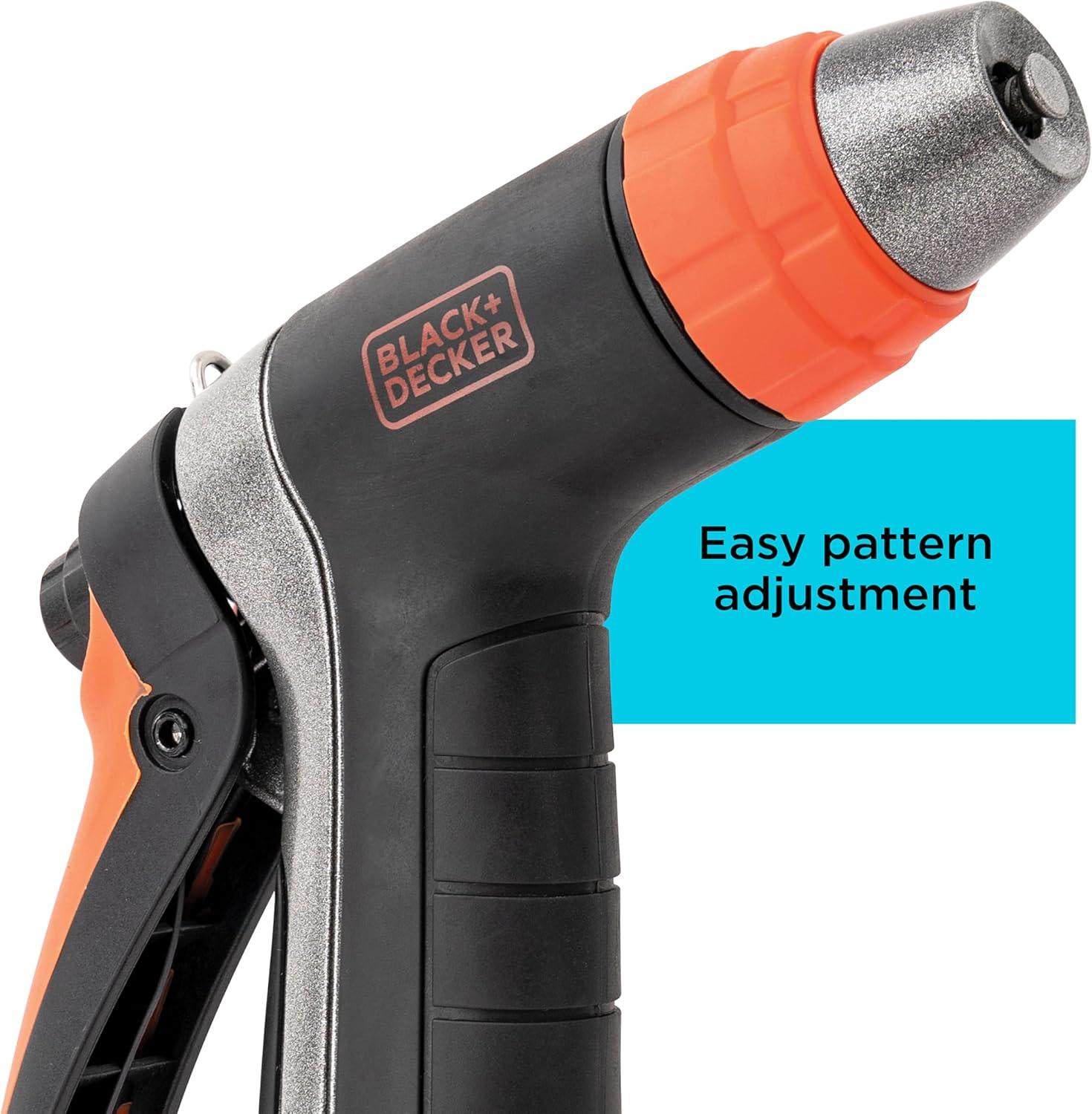 imageBLACKDECKER Adjustable Metal Rear Trigger Nozzle Durable EasyGrip Garden Hose Sprayer with Locking Rear Trigger BD59578