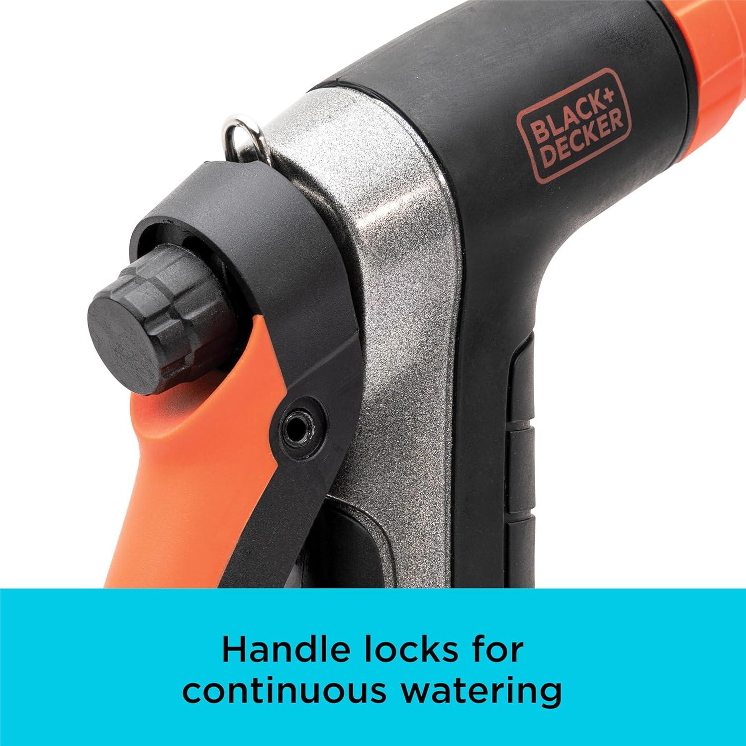 imageBLACKDECKER Adjustable Metal Rear Trigger Nozzle Durable EasyGrip Garden Hose Sprayer with Locking Rear Trigger BD59578