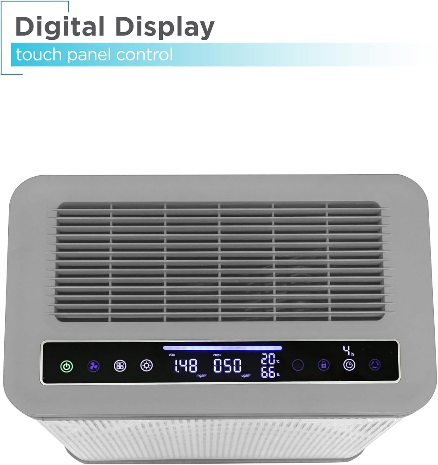 imageBLACKDECKER Air Purifier with UV Technology HEPA Air Purifier for Home Up To 2420 Sq Ft per 5 Air Changes 8Stage Filtration System with Anion Function BAPUV250 WhiteUp to 2420 Square Feet