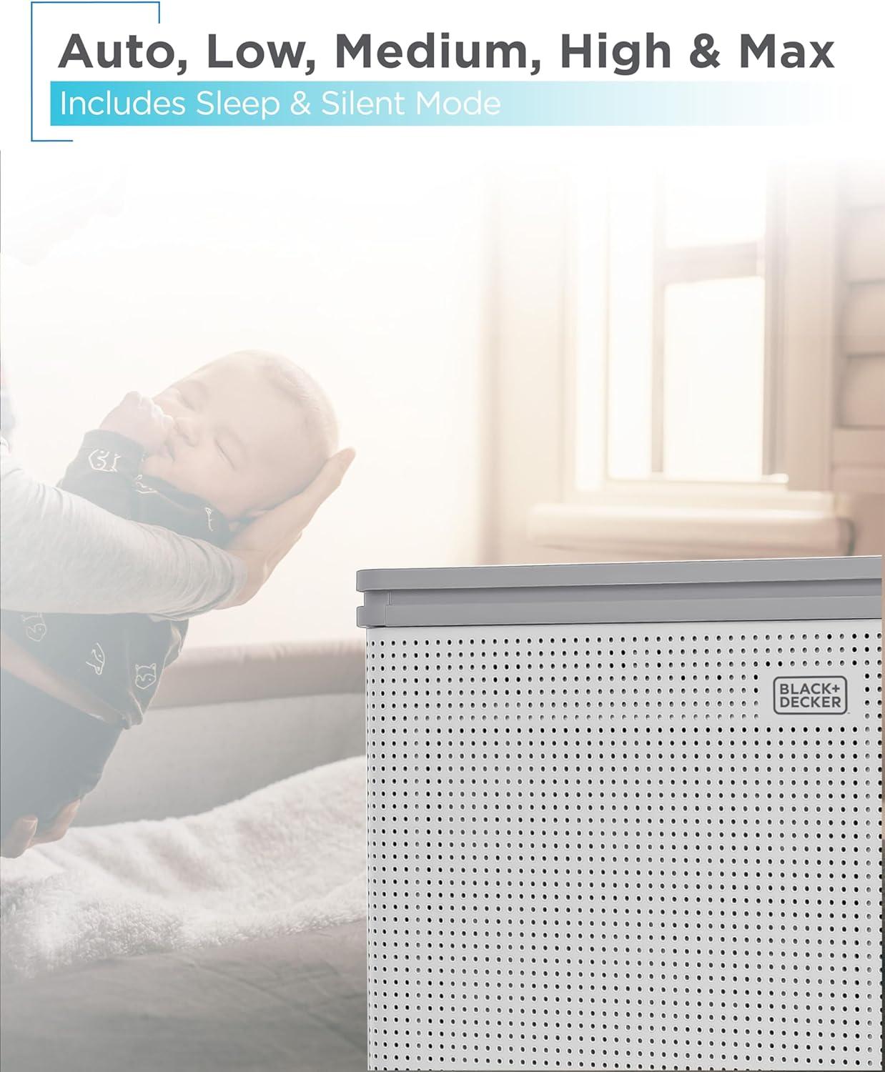 imageBLACKDECKER Air Purifier with UV Technology HEPA Air Purifier for Home Up To 2420 Sq Ft per 5 Air Changes 8Stage Filtration System with Anion Function BAPUV250 WhiteUp to 2420 Square Feet