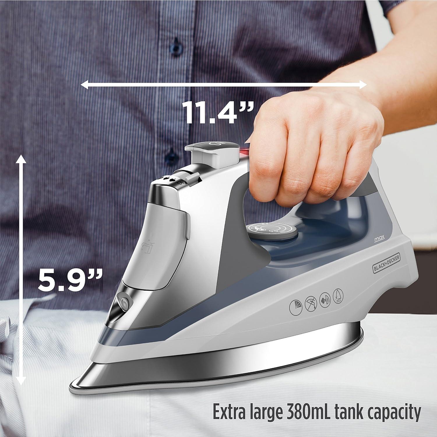 imageBLACKDECKER Allure Digital Professional Steam Iron D3060 30 More Steam Percison Tip Stianless Steel Soleplate Vertical Steam FuctionGrayBlue