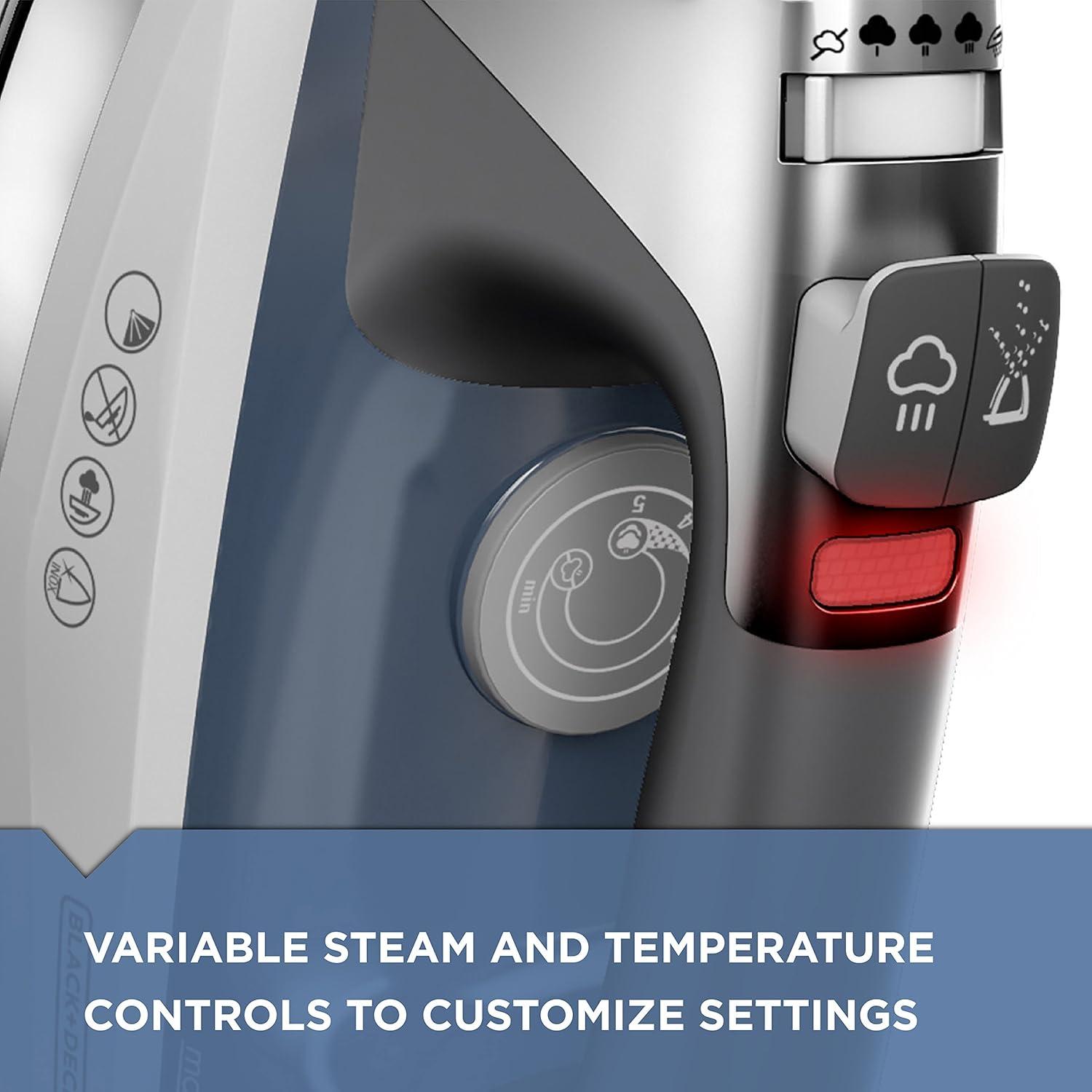 imageBLACKDECKER Allure Digital Professional Steam Iron D3060 30 More Steam Percison Tip Stianless Steel Soleplate Vertical Steam FuctionGrayBlue