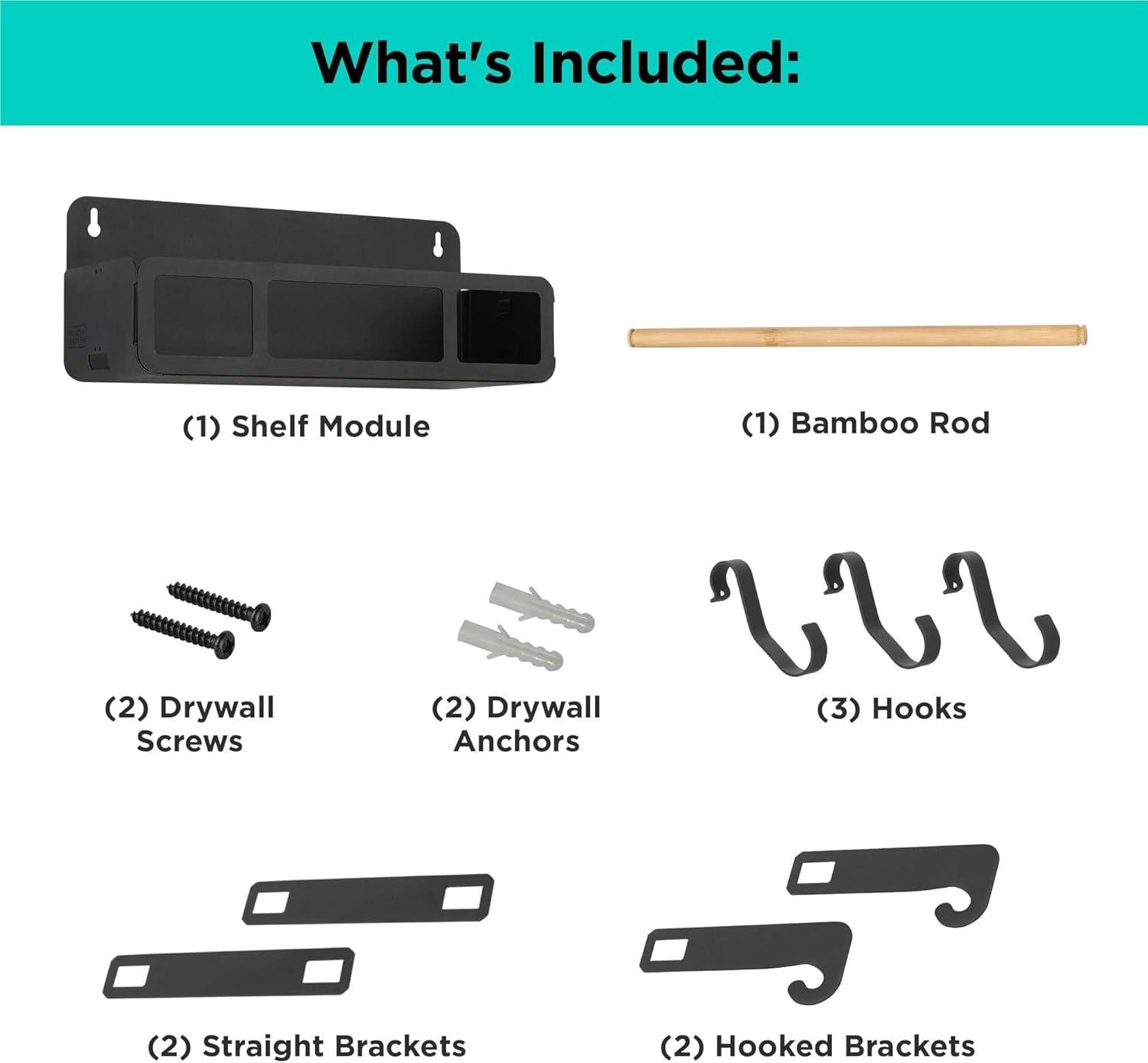 imageBLACKDECKER BLACK DECKER BLACK HANGING RACK SYSTEMSHELF WDOOR BDSTKT282BKBlack Hanging Rack Shelf System