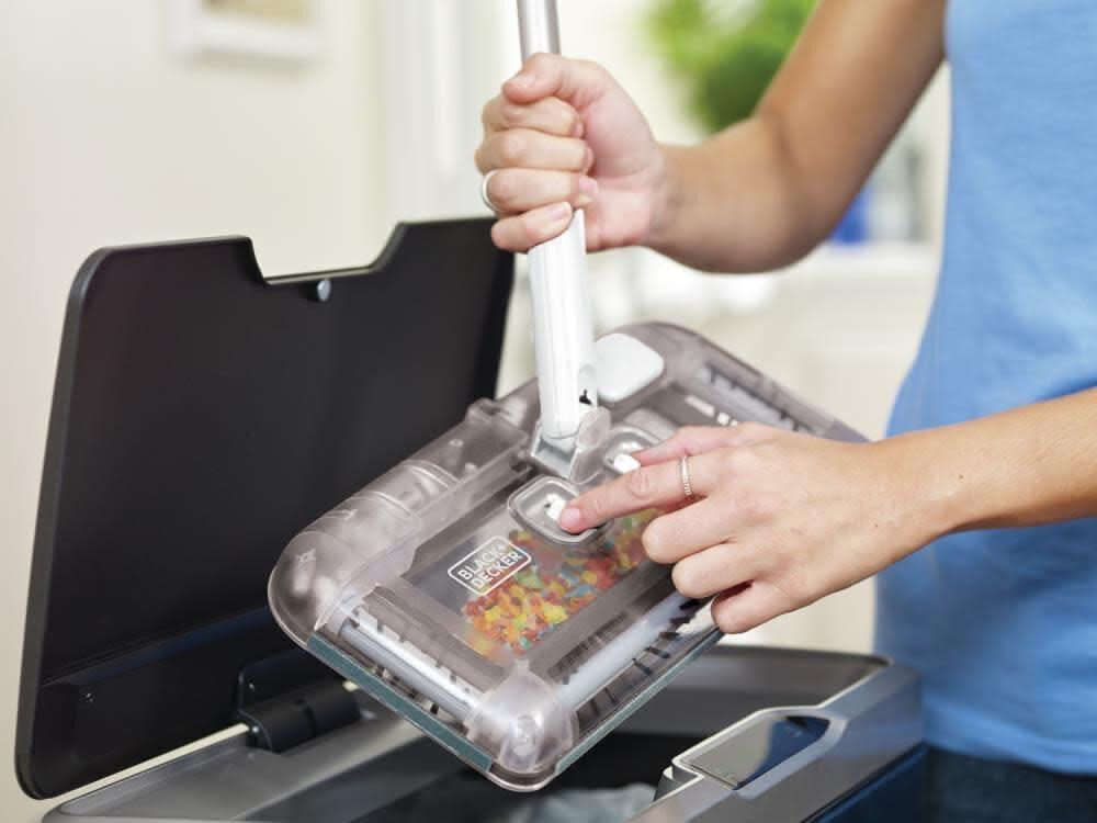 imageBLACKDECKER Carpet Sweeper 50 Minute Lithium Floor Sweeper MultiSurface Use Easy One Hand Cleaning Self Standing Charger Included HFS115J10