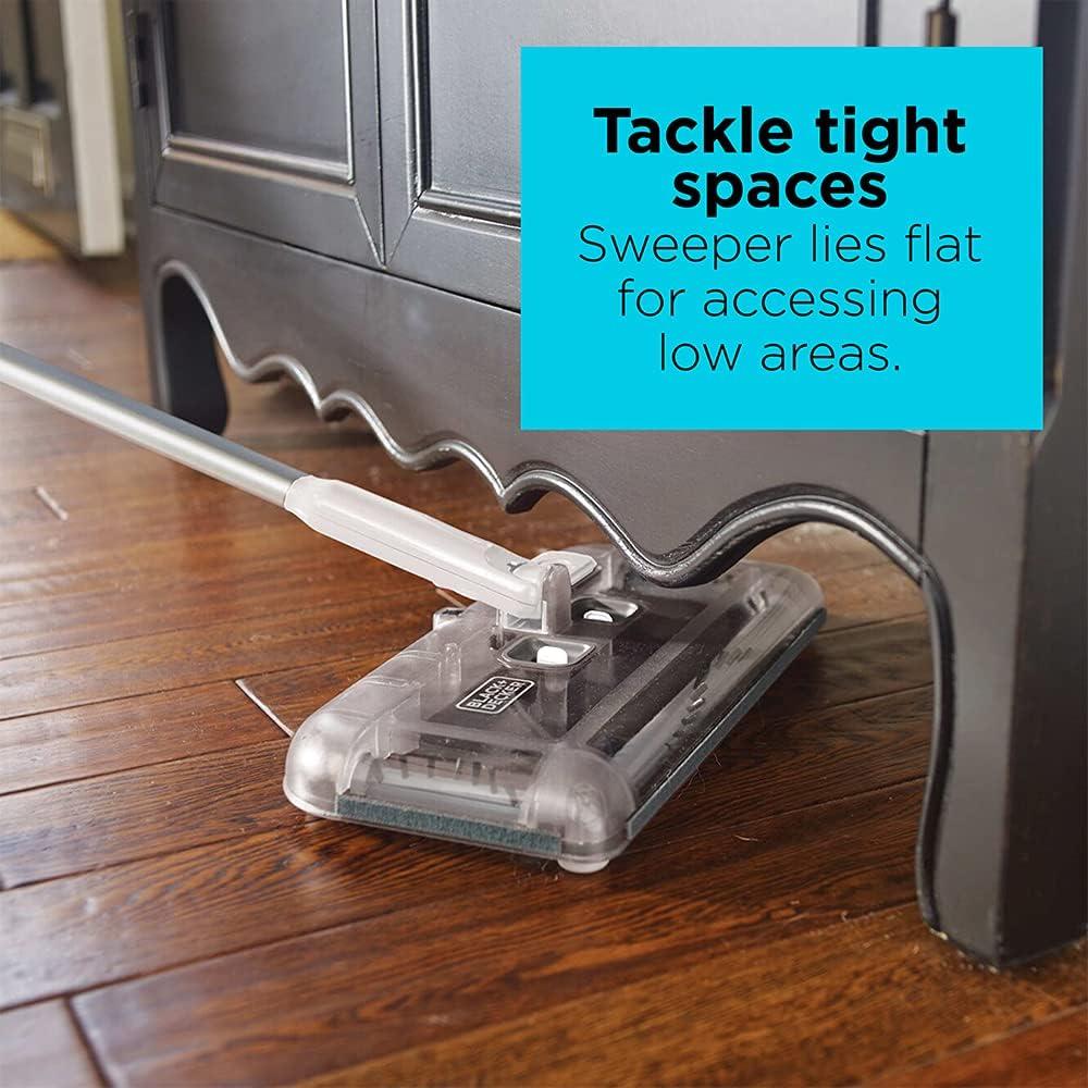 imageBLACKDECKER Carpet Sweeper 50 Minute Lithium Floor Sweeper MultiSurface Use Easy One Hand Cleaning Self Standing Charger Included HFS115J10