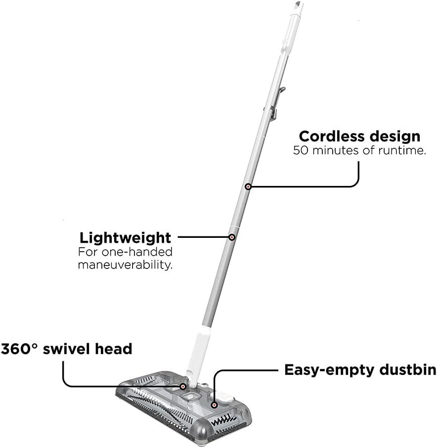 imageBLACKDECKER Carpet Sweeper 50 Minute Lithium Floor Sweeper MultiSurface Use Easy One Hand Cleaning Self Standing Charger Included HFS115J10