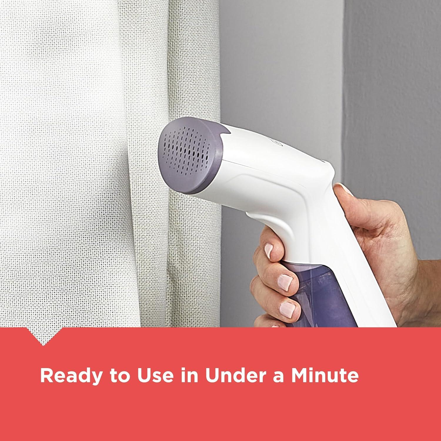 imageBLACKDECKER Compact Handheld Steamer HGS012P 25Second Heat Up 1000 Watts Removes Wrinkles from Fabrics Clothing and Upholstery