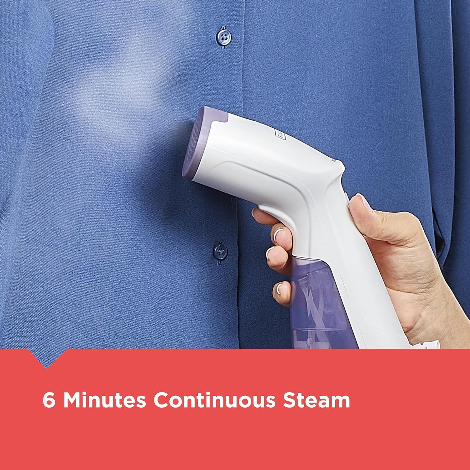 imageBLACKDECKER Compact Handheld Steamer HGS012P 25Second Heat Up 1000 Watts Removes Wrinkles from Fabrics Clothing and Upholstery